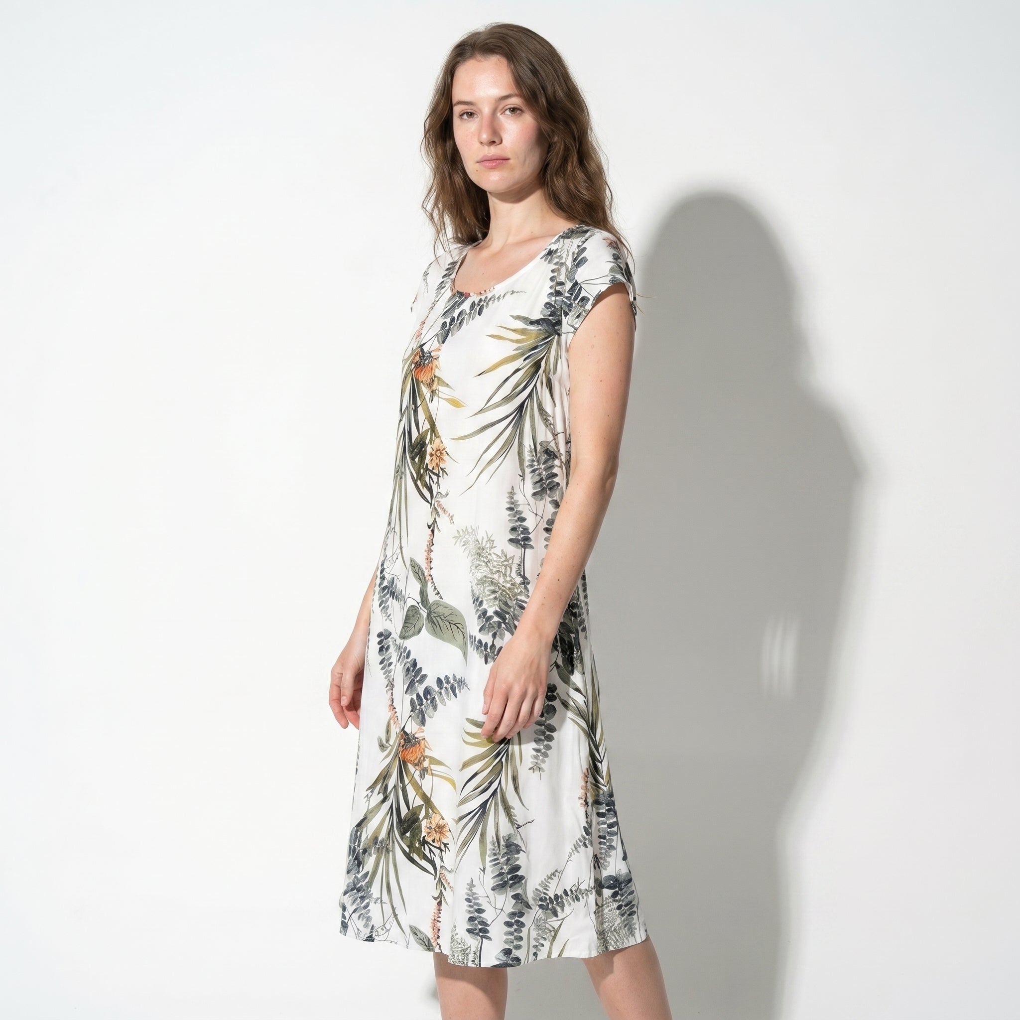 Clara - Women's Summer Print Cap Sleeve Midi Dress - Dresses - Green - Taylor & Bennett