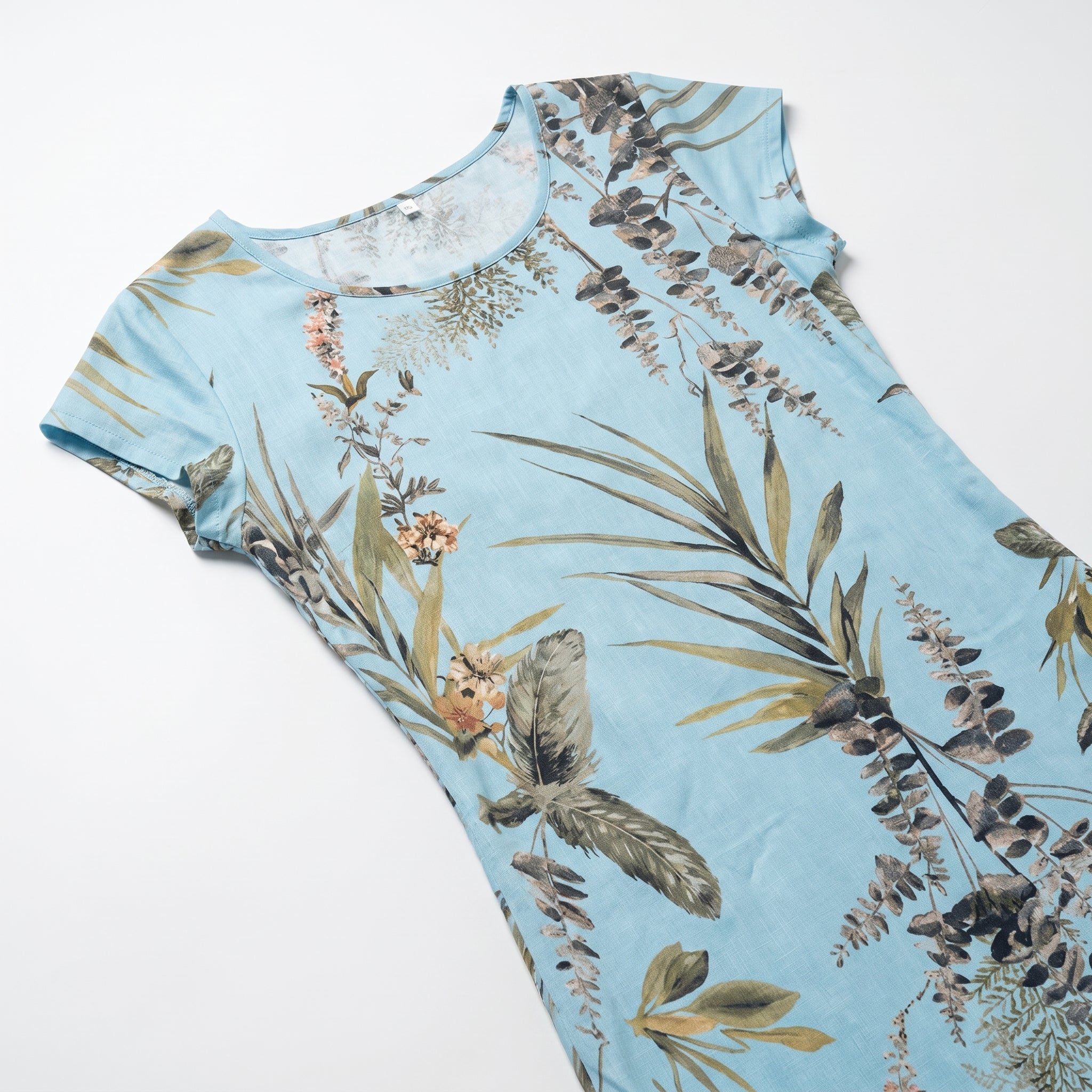 Clara - Women's Summer Print Cap Sleeve Midi Dress - Dresses - Light Blue - Taylor & Bennett