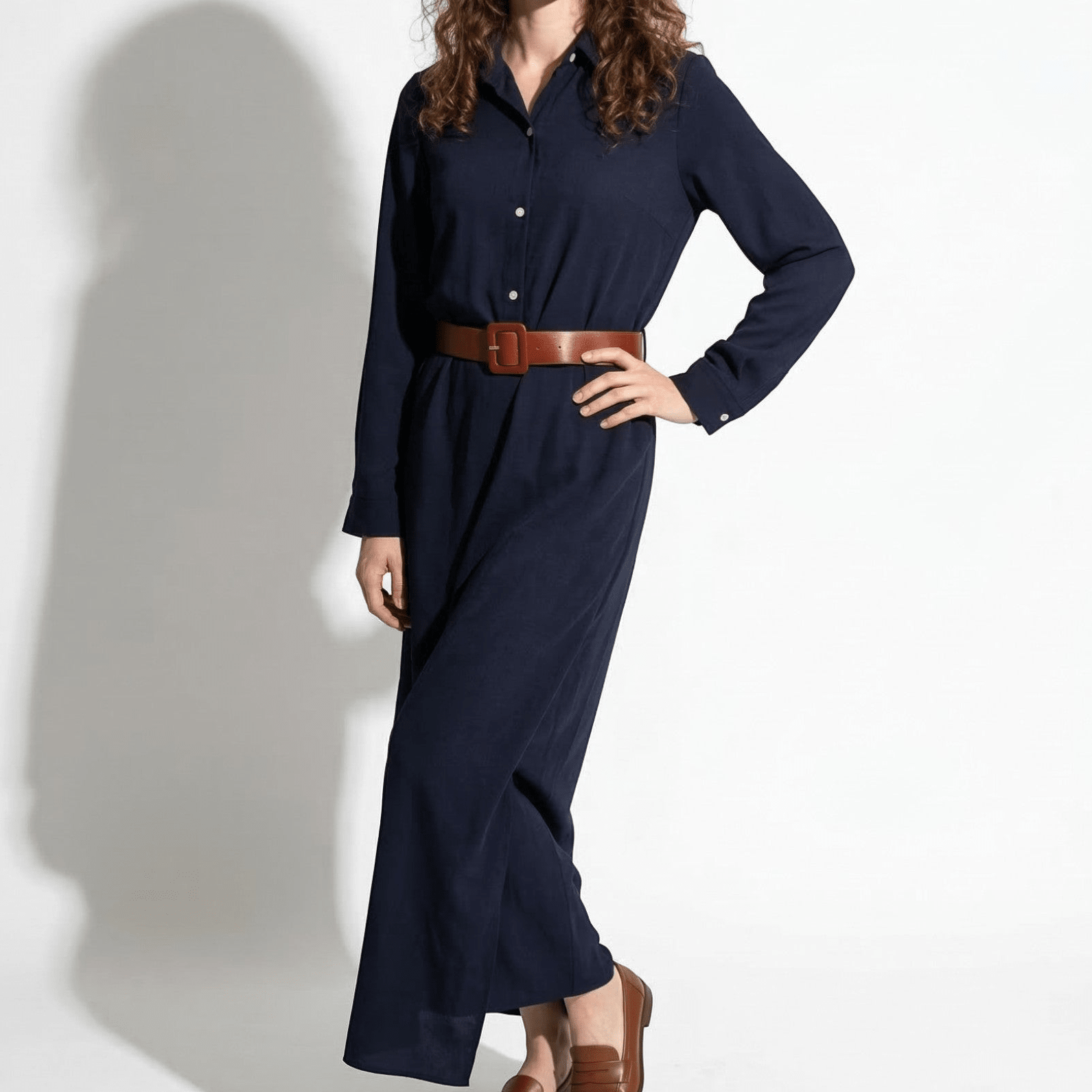 Clara - Women's Wrap Maxi Dress with Belted Waist - Maxi Dress - Navy Blue - Taylor & Bennett