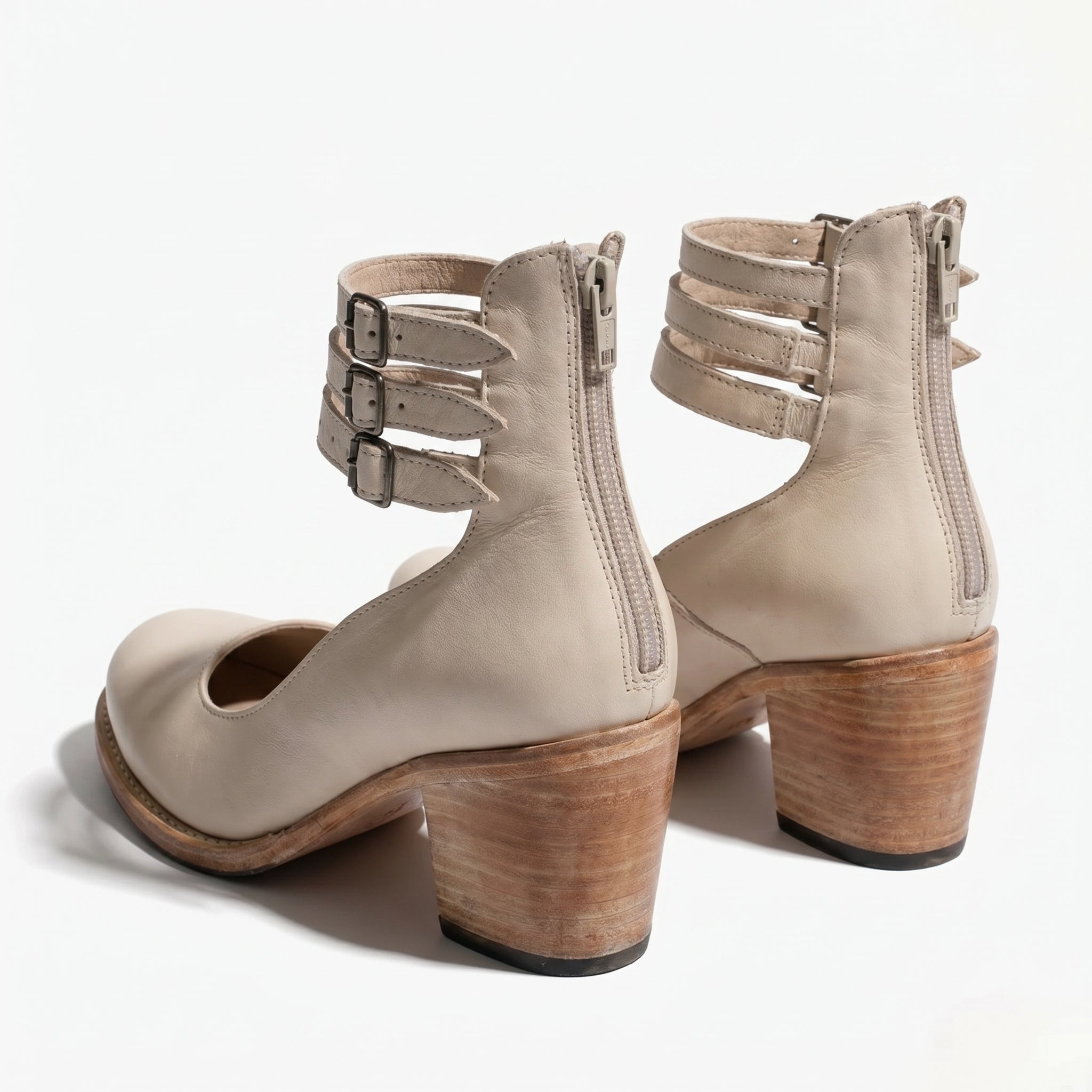 Daisy - Daisy  - Women's Ankle Strap Block Heels - Sandals - White - Taylor & Bennett