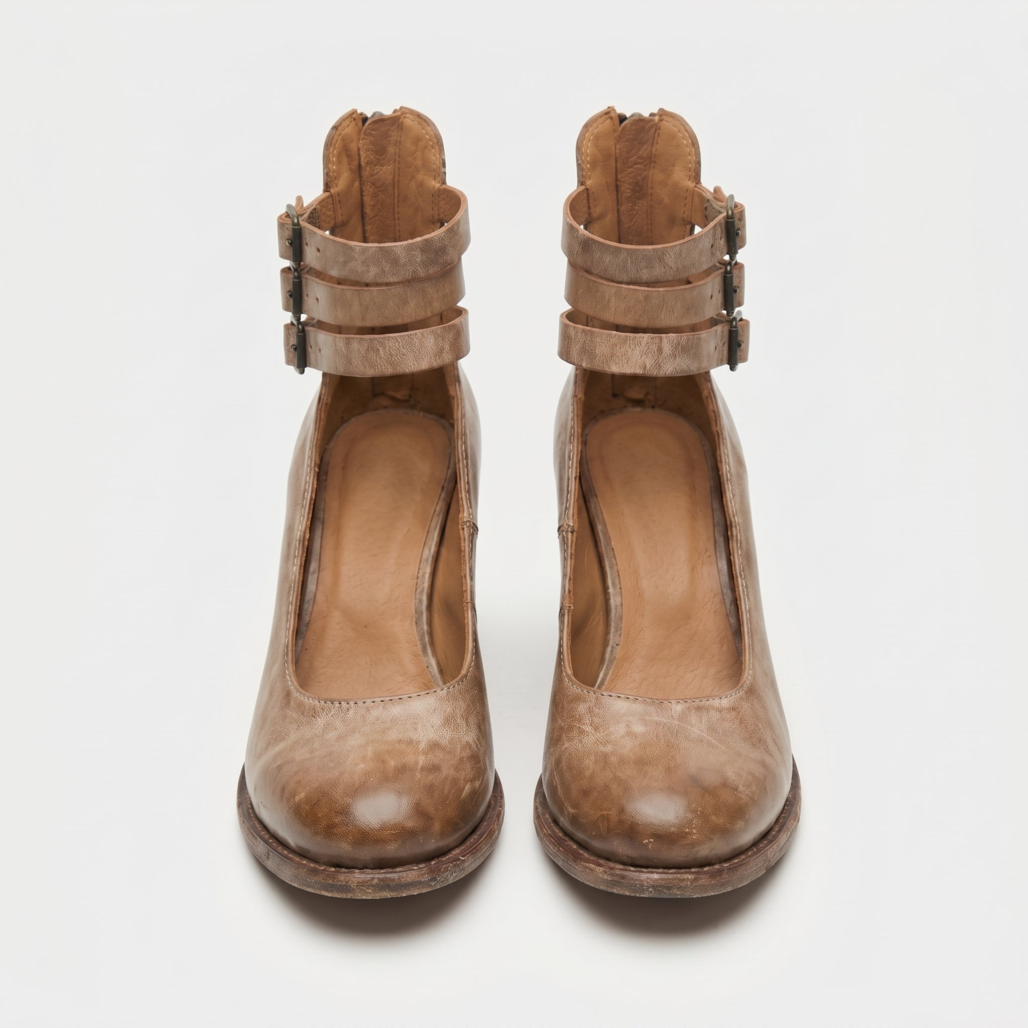 Daisy - Women's Ankle Strap Block Heels - Sandals - Brown - Taylor & Bennett