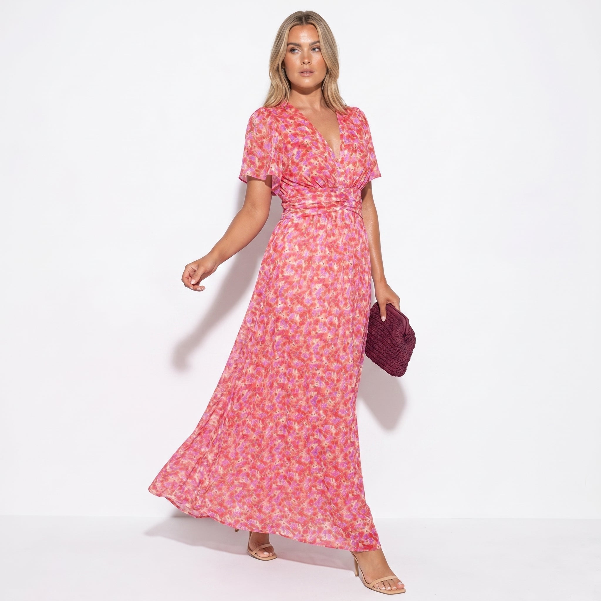 Daisy - Women's Floral Maxi Dress - Dress - Pink - Taylor & Bennett