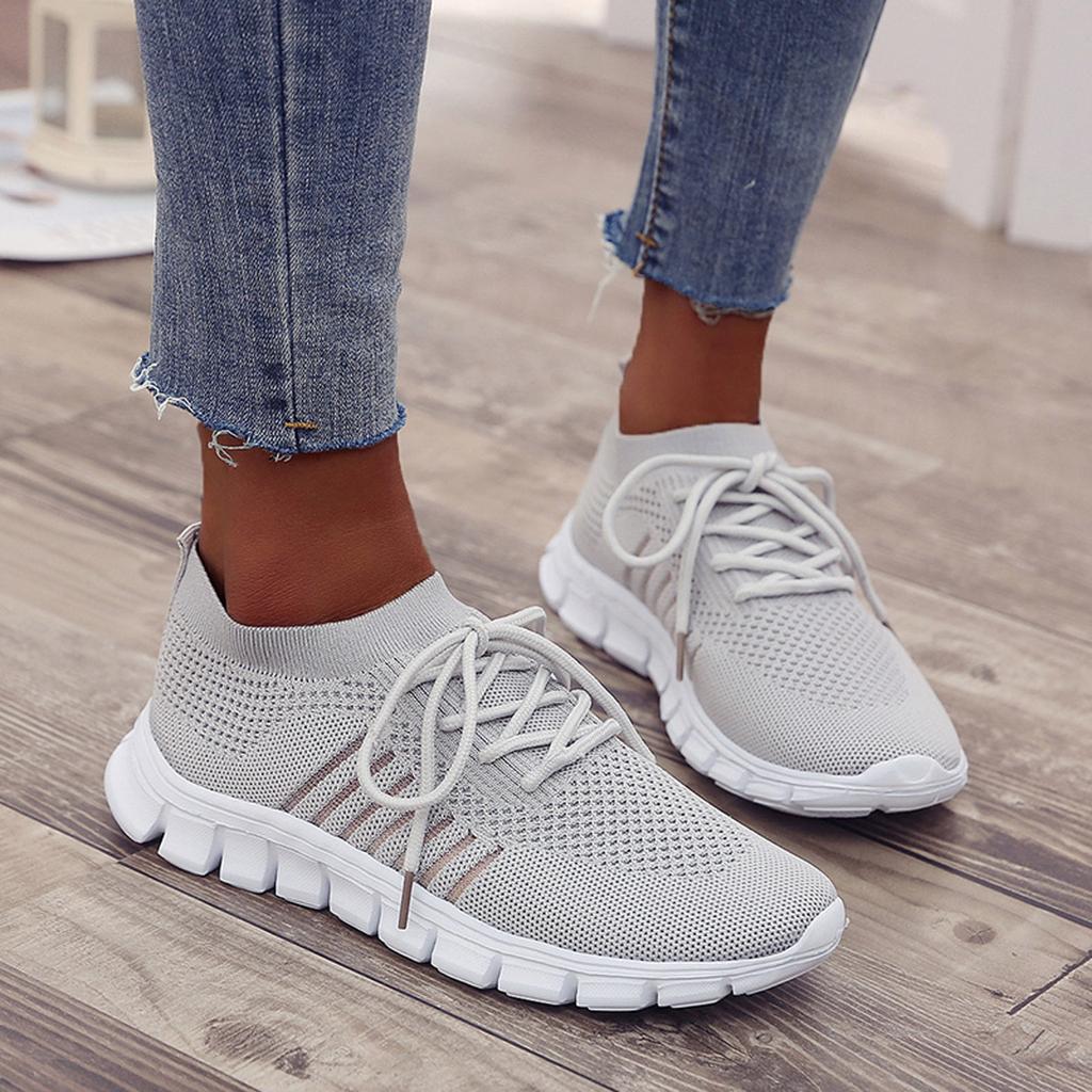 Daisy - Women's Lightweight Lace - Up Breathable Trainers - Trainers - Grey - Taylor & Bennett
