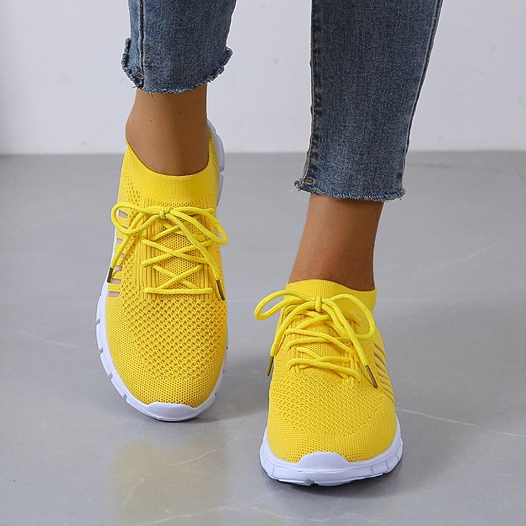 Daisy - Women's Lightweight Lace - Up Breathable Trainers - Trainers - Yellow - Taylor & Bennett
