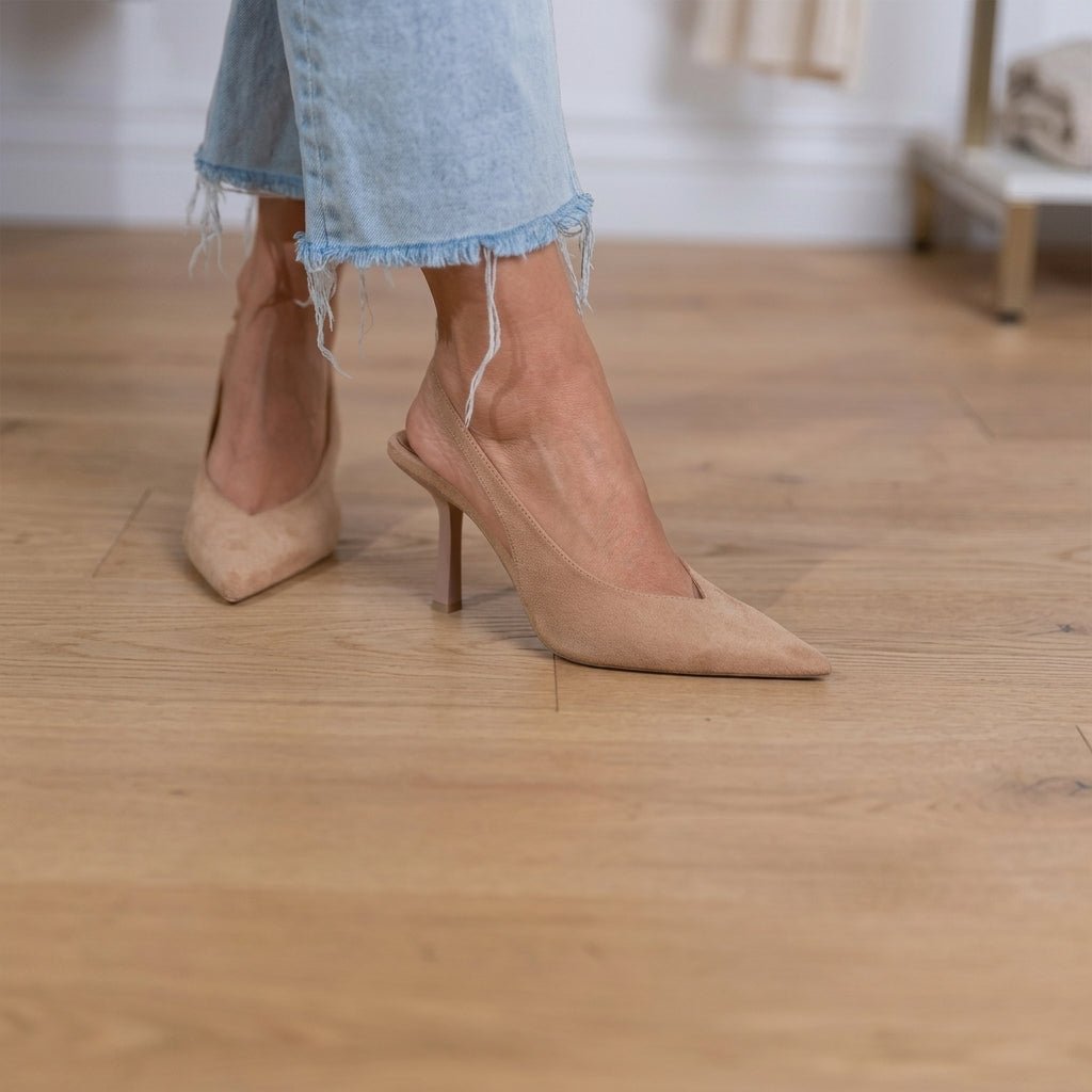 Daisy - Women's Pointed Toe Slingback Stiletto Pumps - Heels - Brown - Taylor & Bennett