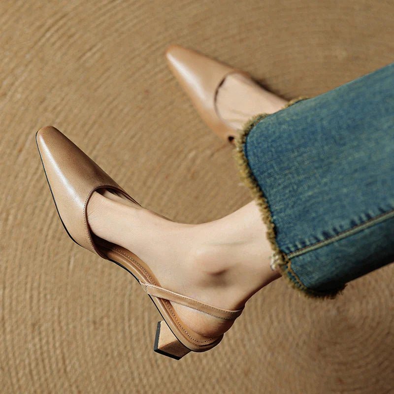 Daisy - Women's Slingback Pumps with Pointed Toe - Sandals - Beige - Taylor & Bennett