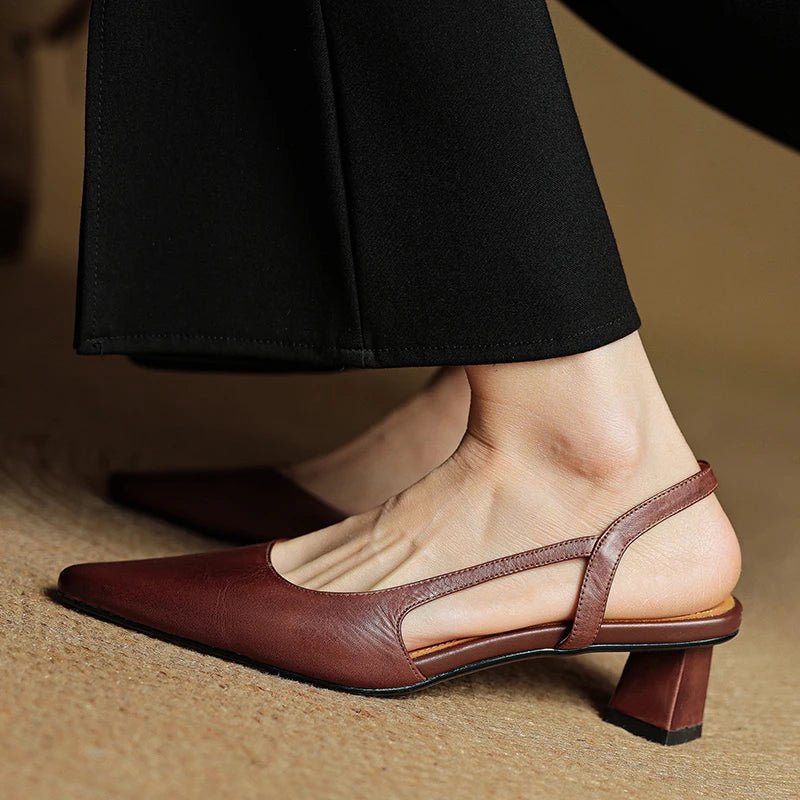 Daisy - Women's Slingback Pumps with Pointed Toe - Sandals - Brown - Taylor & Bennett