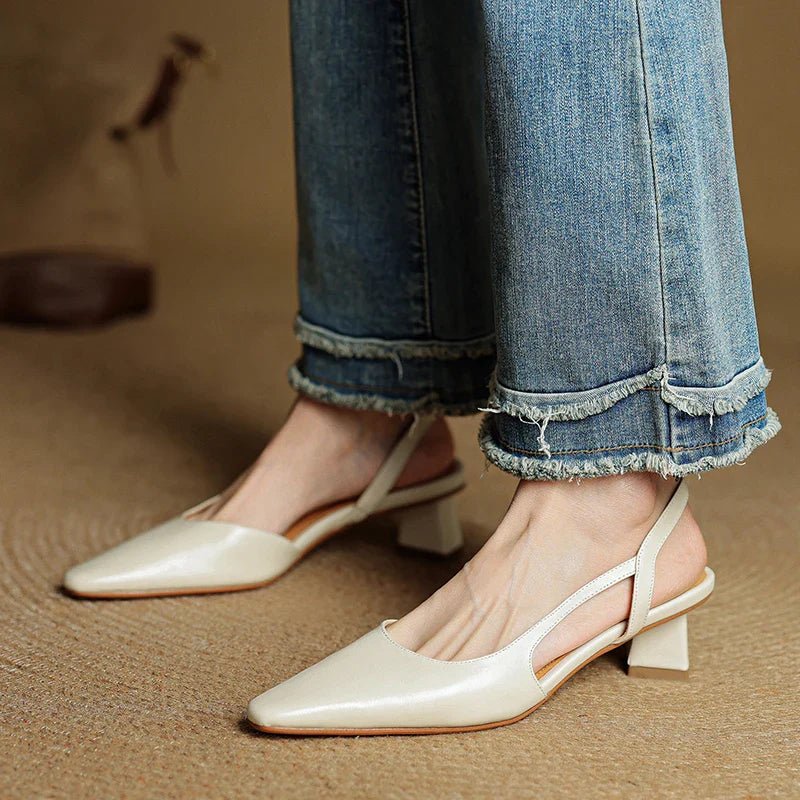 Daisy - Women's Slingback Pumps with Pointed Toe - Sandals - Beige - Taylor & Bennett