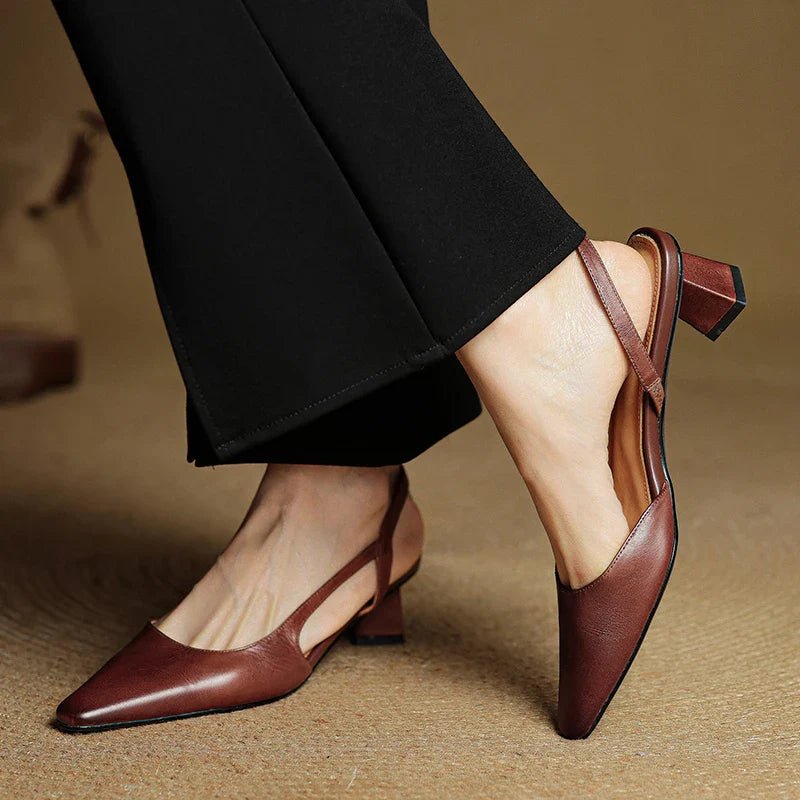 Daisy - Women's Slingback Pumps with Pointed Toe - Sandals - Brown - Taylor & Bennett