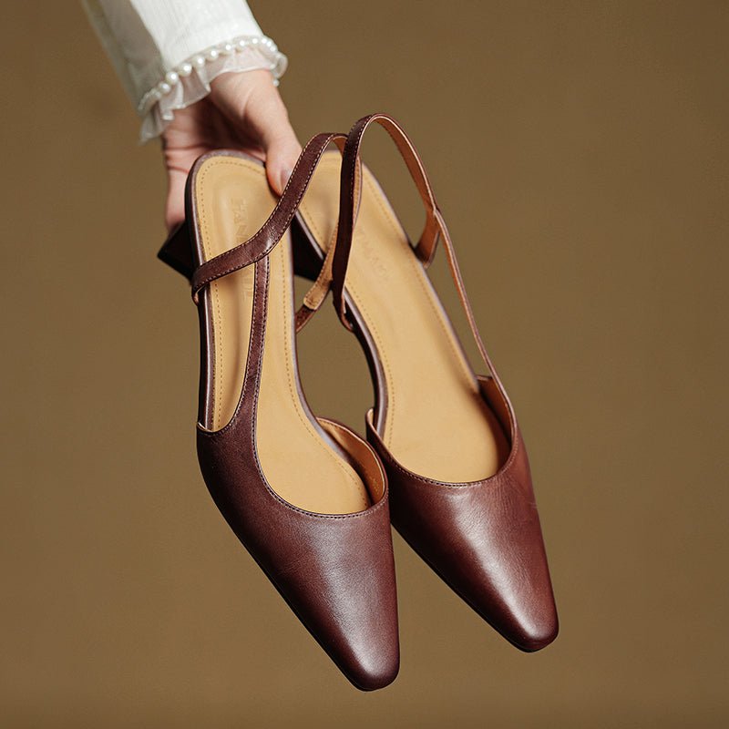 Daisy - Women's Slingback Pumps with Pointed Toe - Sandals - Brown - Taylor & Bennett