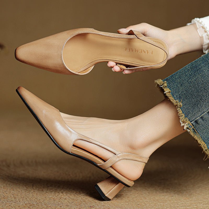 Daisy - Women's Slingback Pumps with Pointed Toe - Sandals - Beige - Taylor & Bennett