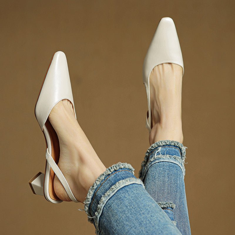 Daisy - Women's Slingback Pumps with Pointed Toe - Sandals - Cream - Taylor & Bennett