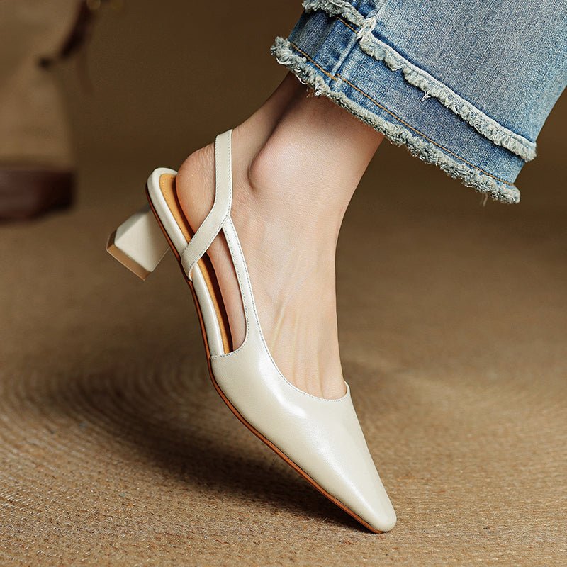 Daisy - Women's Slingback Pumps with Pointed Toe - Sandals - Beige - Taylor & Bennett