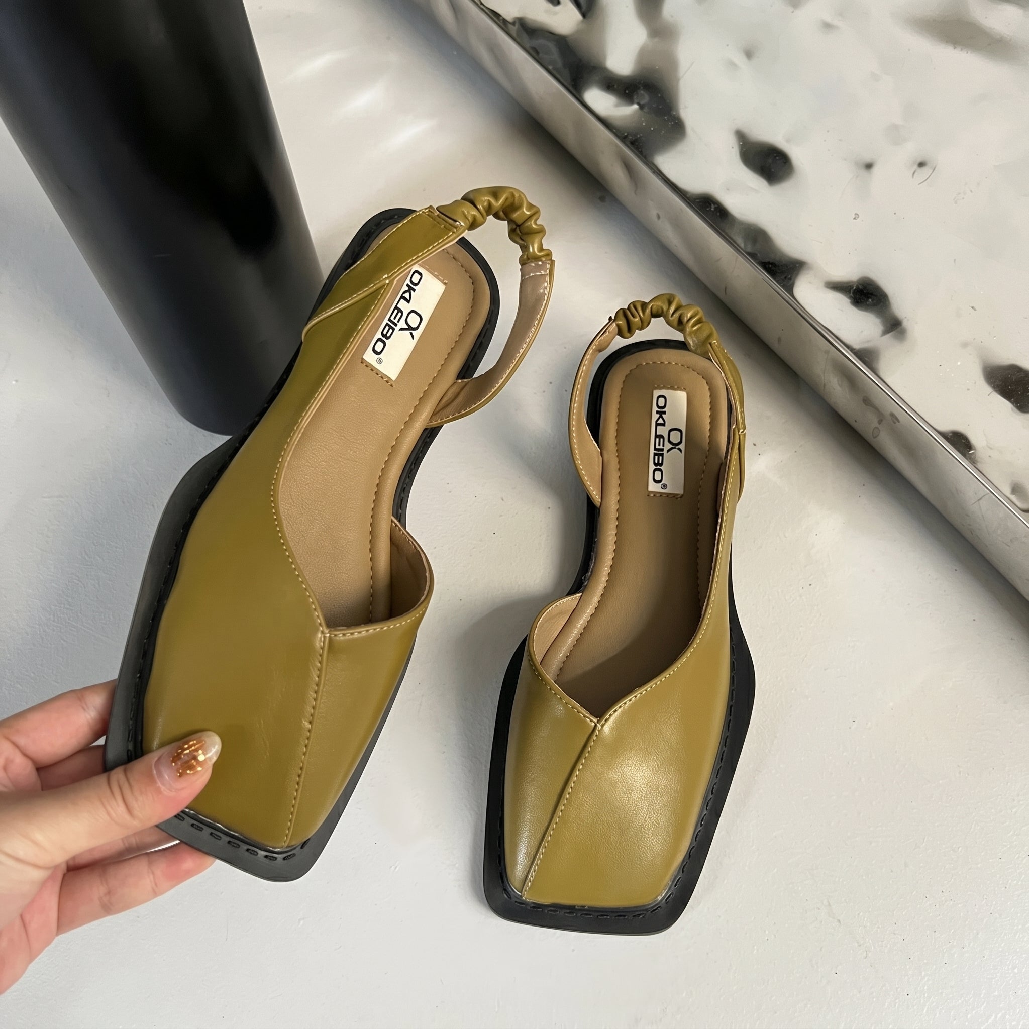 Daisy - Women's Square Toe Slingback Sandals - Sandals - Green - Taylor & Bennett