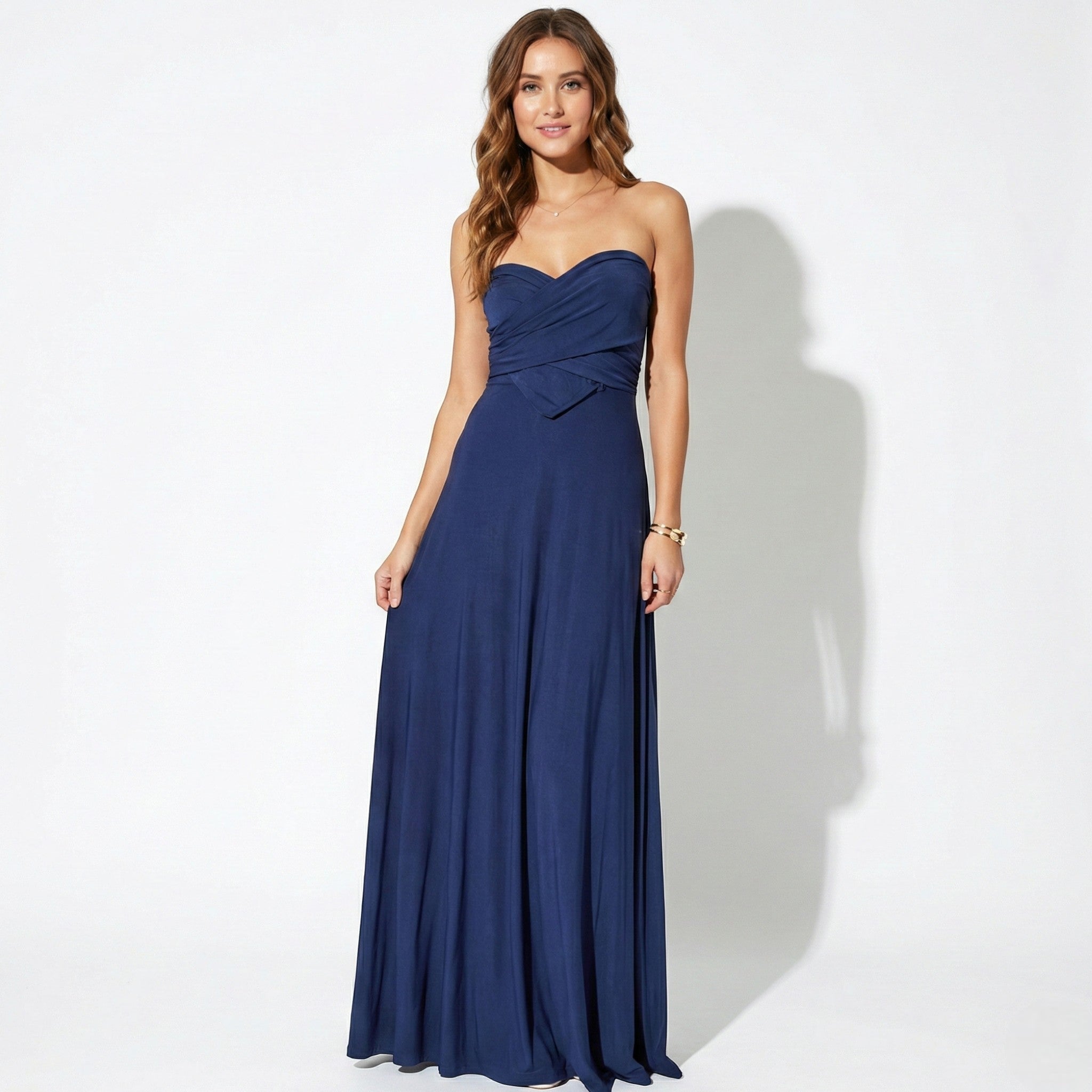 Danielle - Women's 3 - Way Maxi Dress with Waist Tie - Dress - Dark Blue - Taylor & Bennett