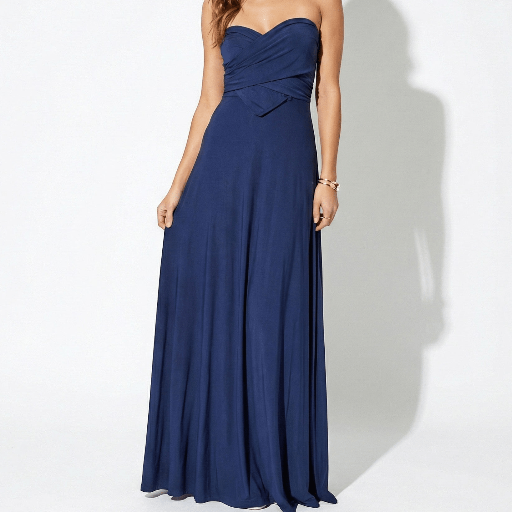 Danielle - Women's 3 - Way Maxi Dress with Waist Tie - Dress - Dark Blue - Taylor & Bennett