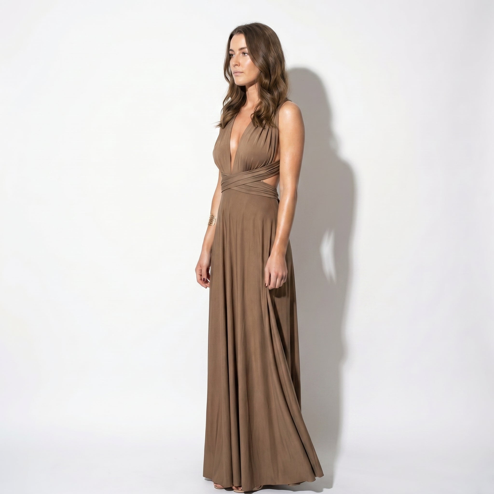 Danielle - Women's 3 - Way Wedding Guest Maxi Dress - Dress - Coffee - Taylor & Bennett