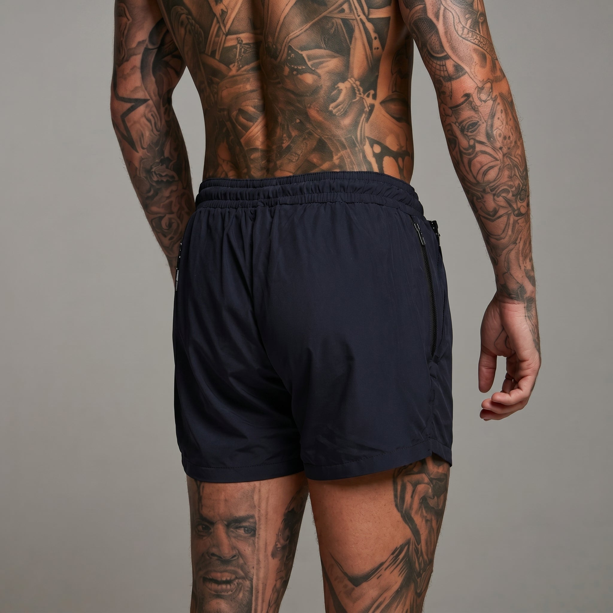 David - Men's Summer Relaxed Fit Swim Shorts with Zip Pockets - Shorts - Navy Blue - Taylor & Bennett