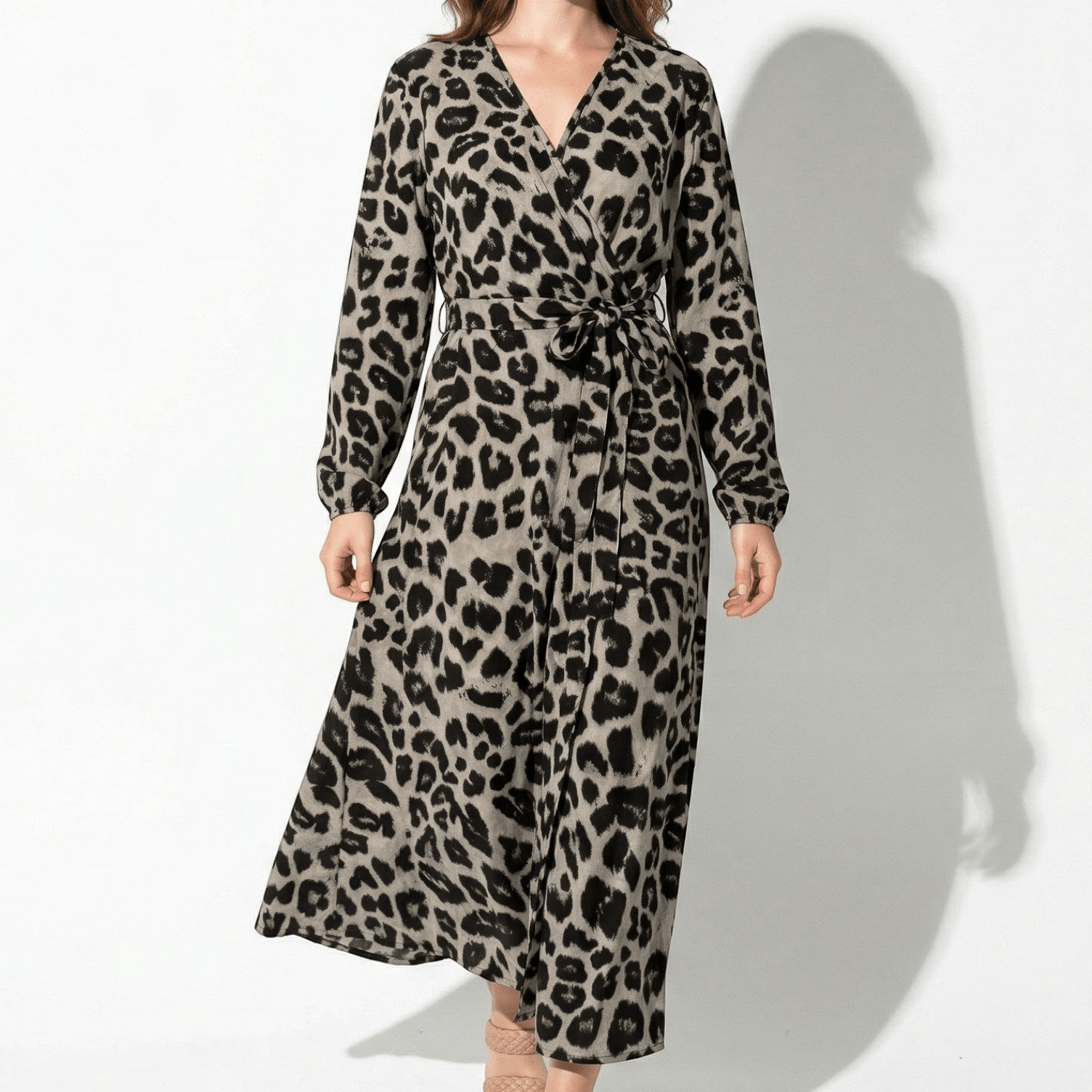 Diana – Women's Leopard Print Maxi Dress - Maxi Dress - Black - Taylor & Bennett