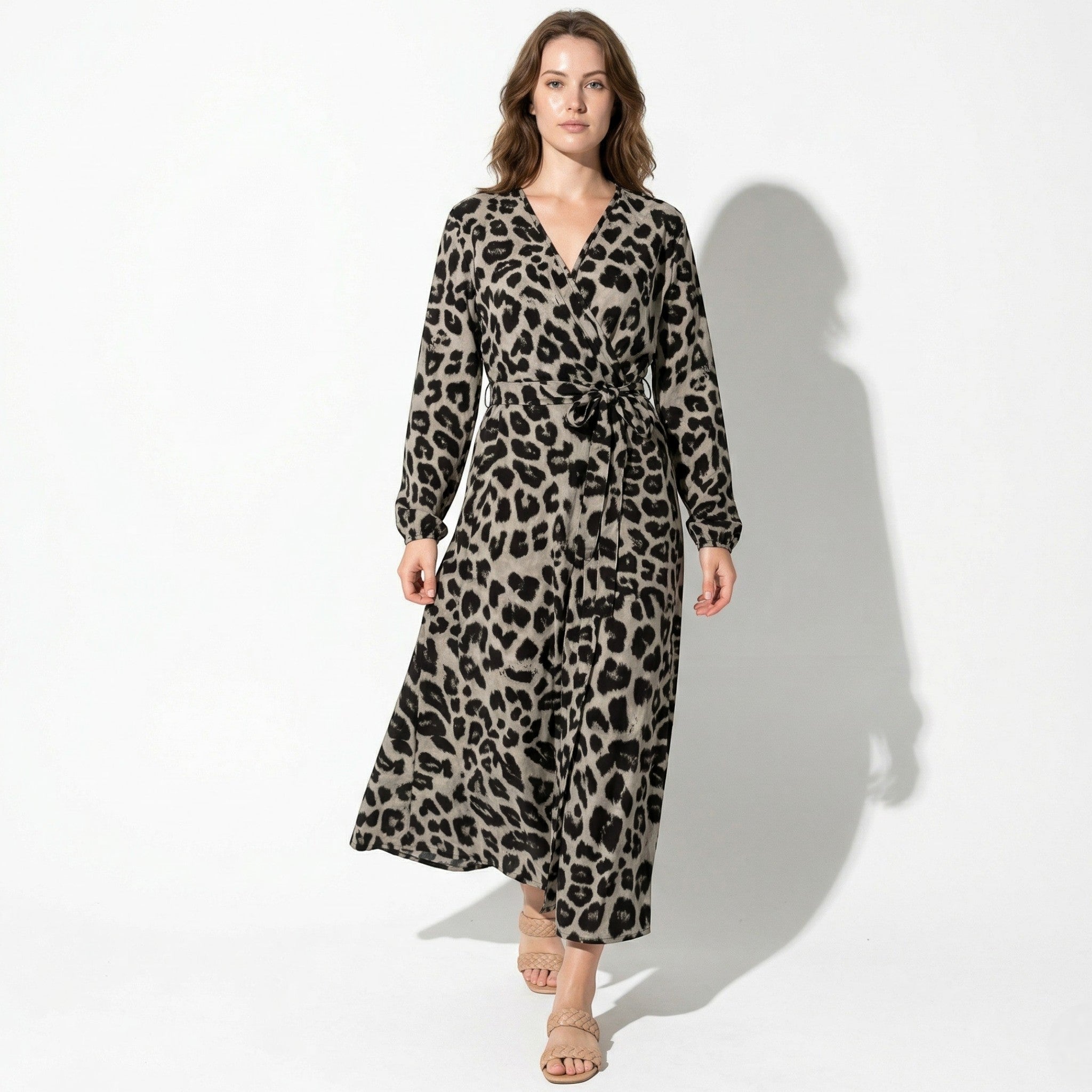 Diana – Women's Leopard Print Maxi Dress - Maxi Dress - Black - Taylor & Bennett