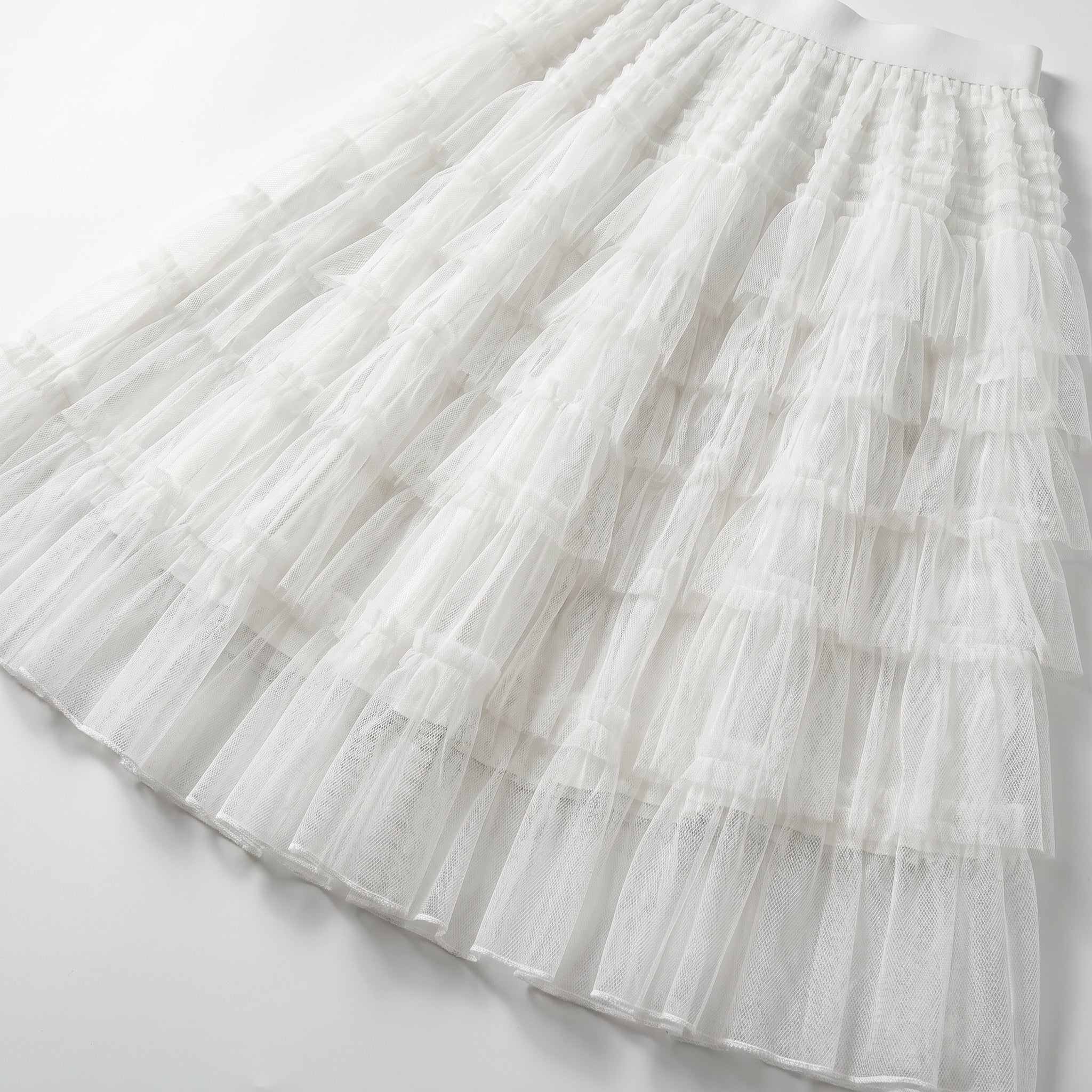 Dianne - Women's Summer Tiered Ruffle Tulle Maxi Skirt - Skirts - White - Taylor & Bennett