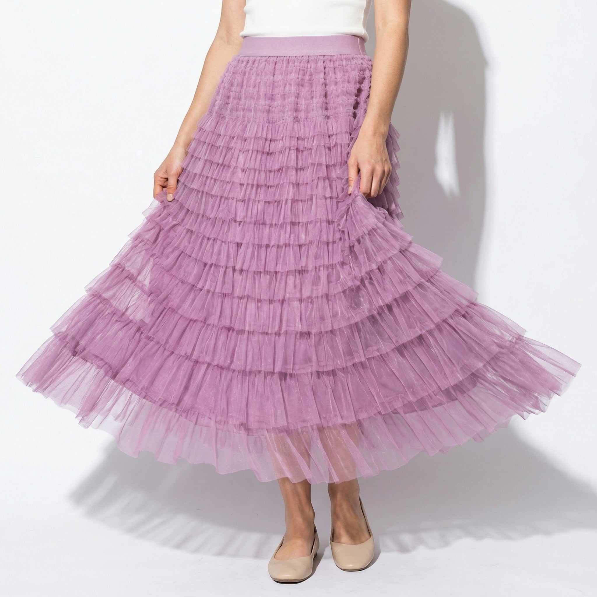 Dianne - Women's Summer Tiered Ruffle Tulle Maxi Skirt - Skirts - Purple - Taylor & Bennett