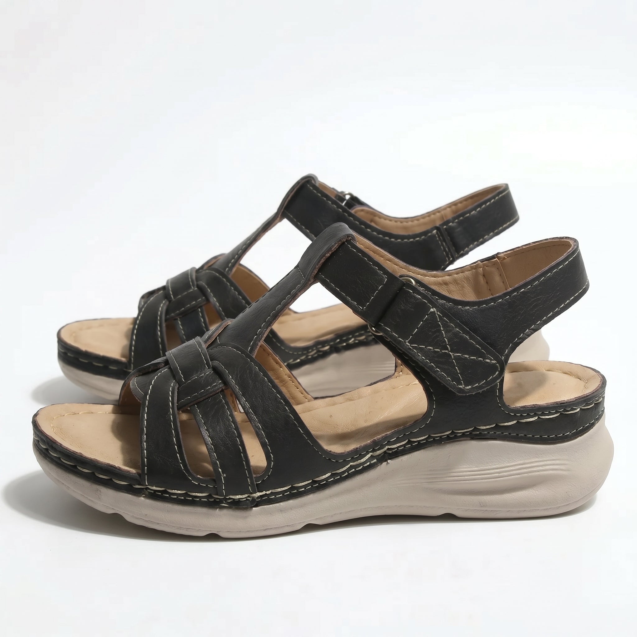 Donna - Women's Orthopaedic Wedge Sandals - Sandals - Black - Taylor & Bennett