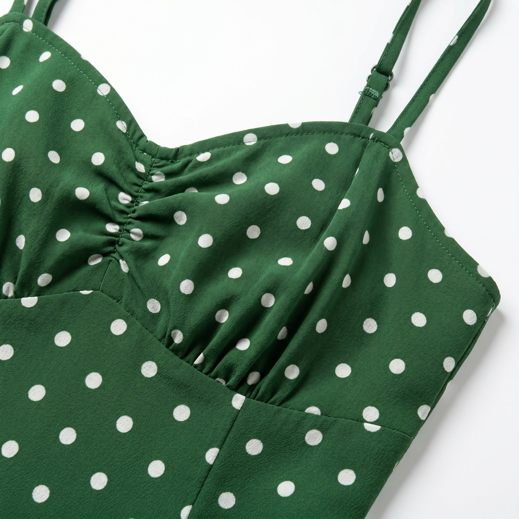 Dotty - Women's Summer Ruched Midi Dress with Side Split - Dress - Green - Taylor & Bennett