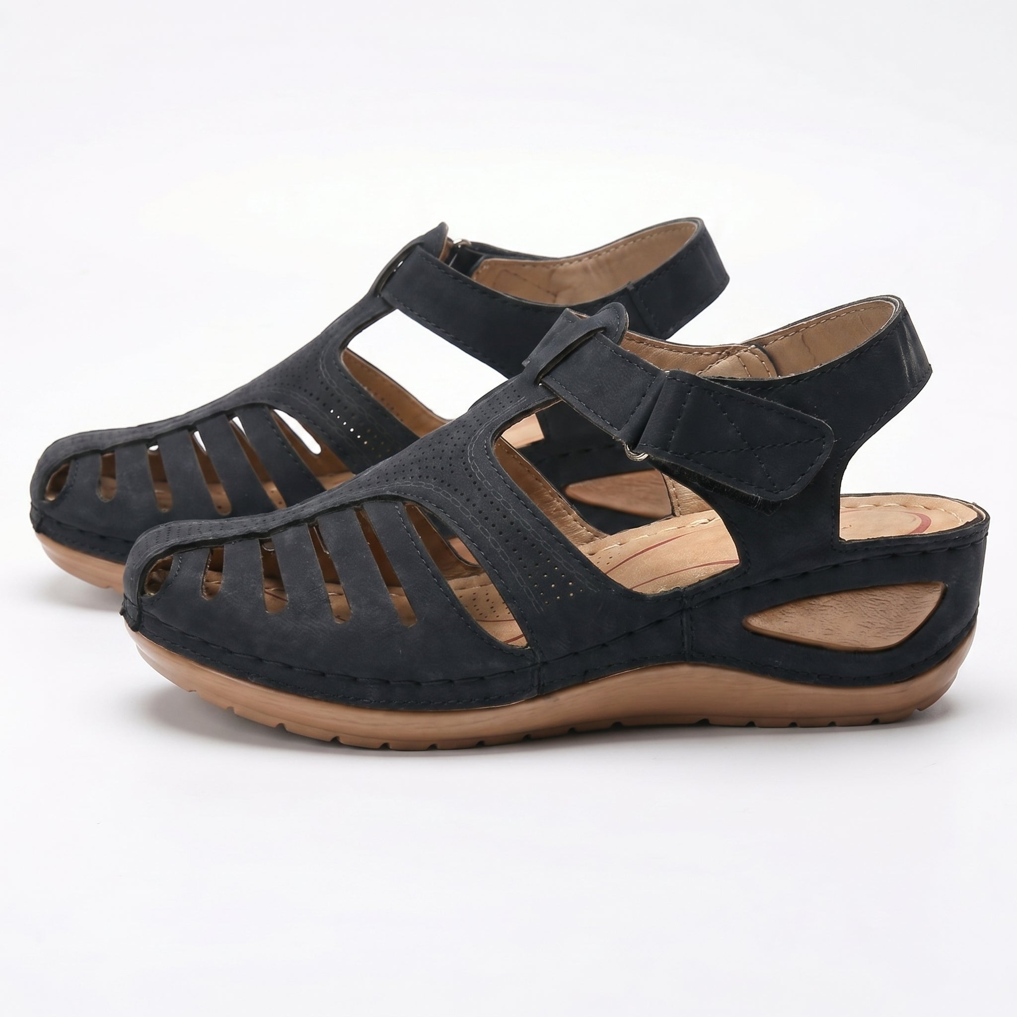 Eleanor - Women's Orthopaedic Cut - Out Sandal - Sandals - Black - Taylor & Bennett