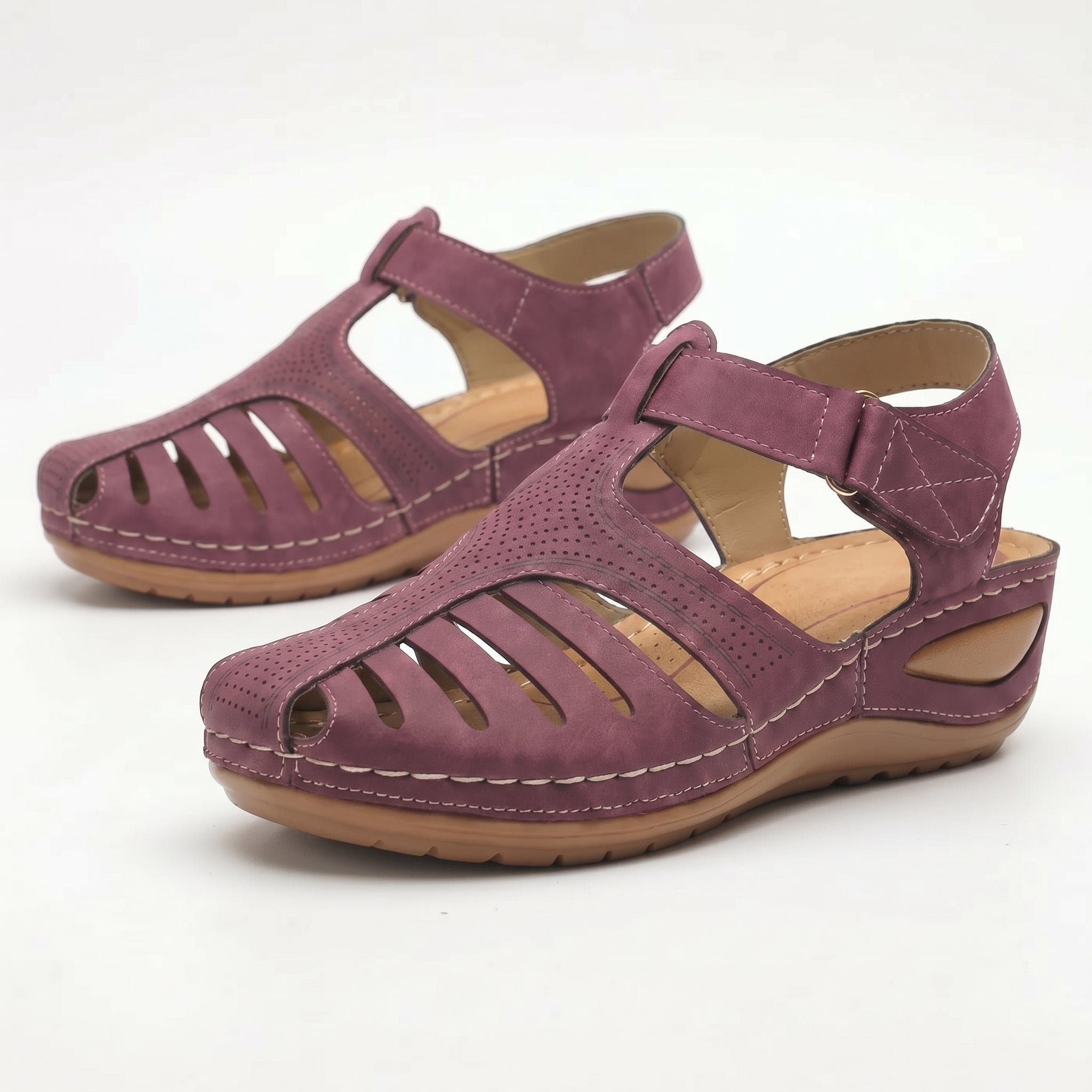 Eleanor - Women's Orthopaedic Cut - Out Sandal - Sandals - Purple - Taylor & Bennett