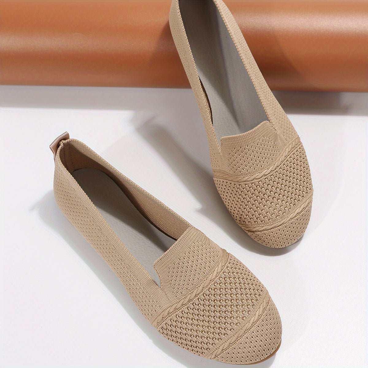 Eleanor - Women's Slip - On Flats with Breathable Knit - Sandals - Apricot - Taylor & Bennett