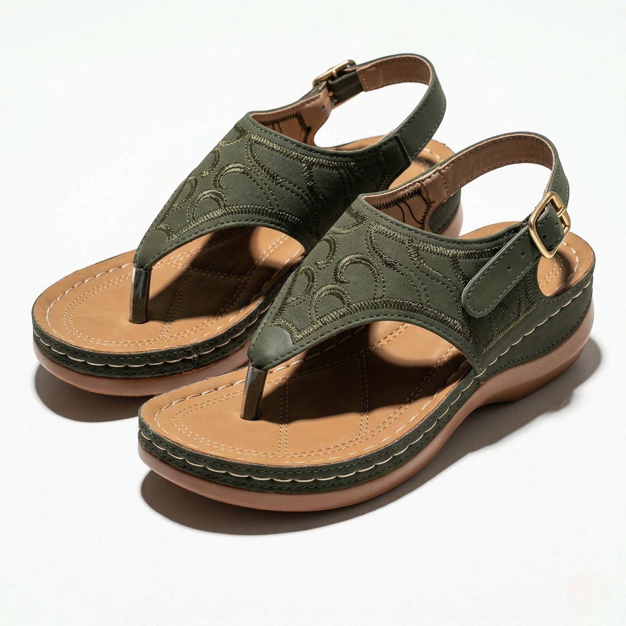 Elena - Women's Breathable Orthopaedic Sandals - Sandals - Army Green - Taylor & Bennett