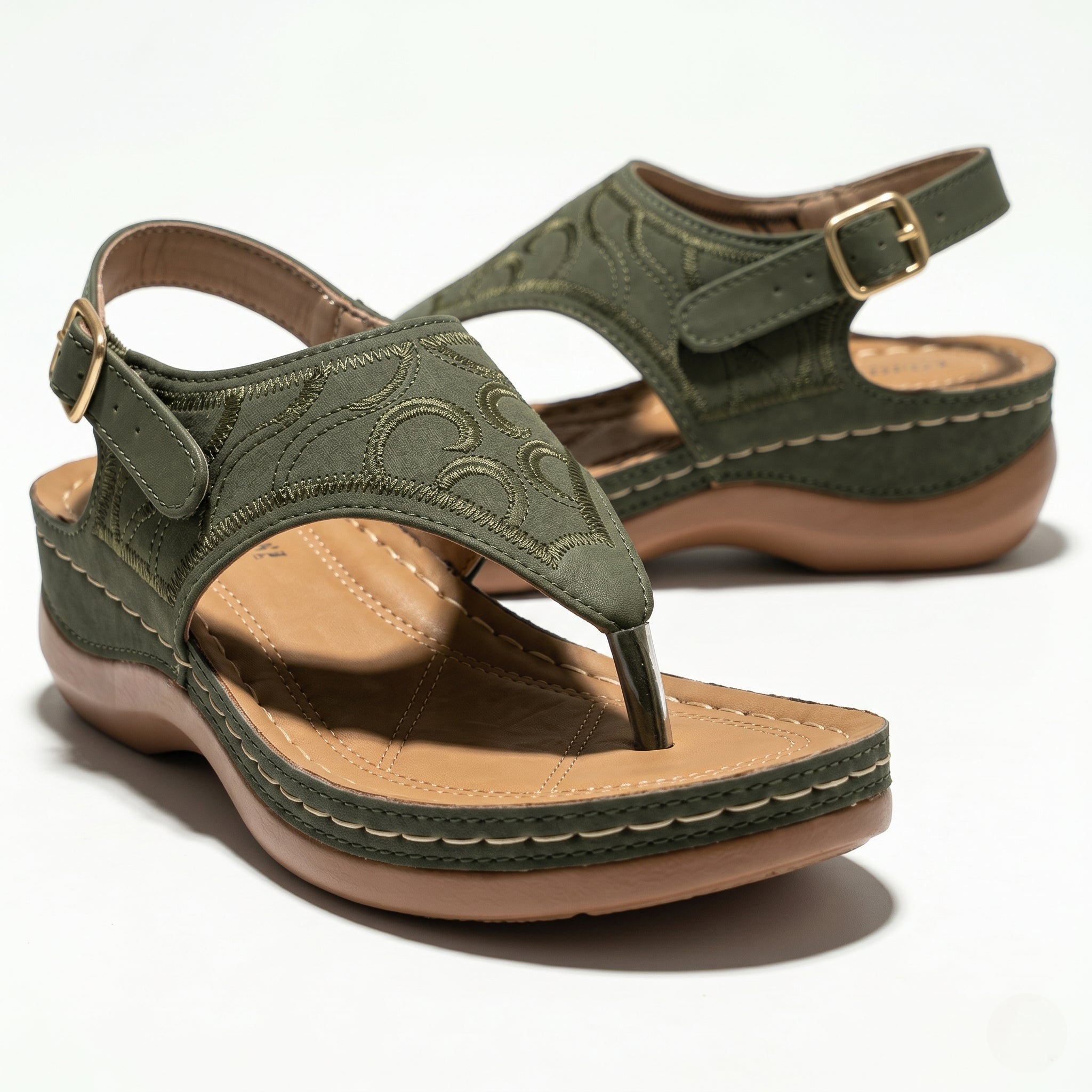 Elena - Women's Breathable Orthopaedic Sandals - Sandals - Army Green - Taylor & Bennett