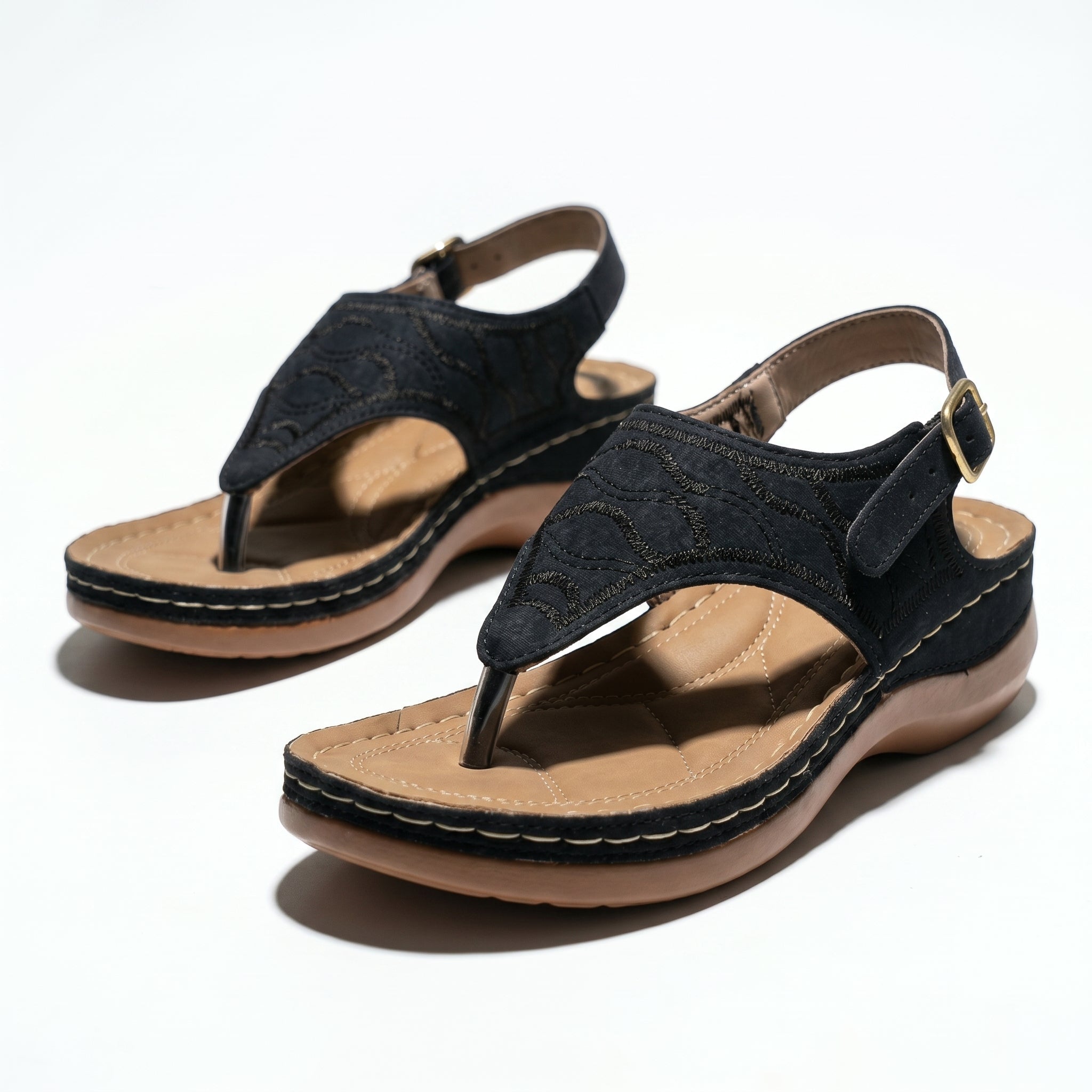 Elena - Women's Breathable Orthopaedic Sandals - Sandals - Black - Taylor & Bennett