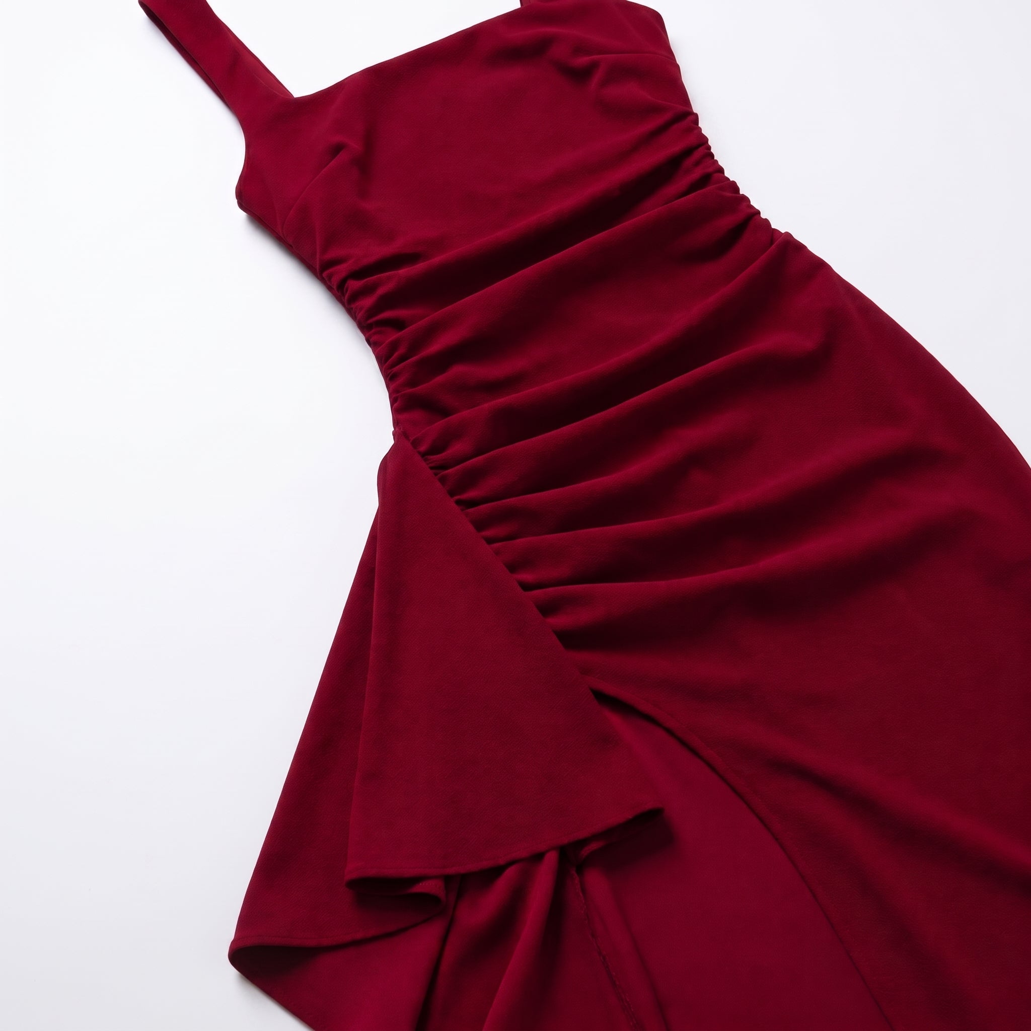 Elena - Women's Elegant Maxi Dress with High Slit - Maxi Dress - Burgundy - Taylor & Bennett