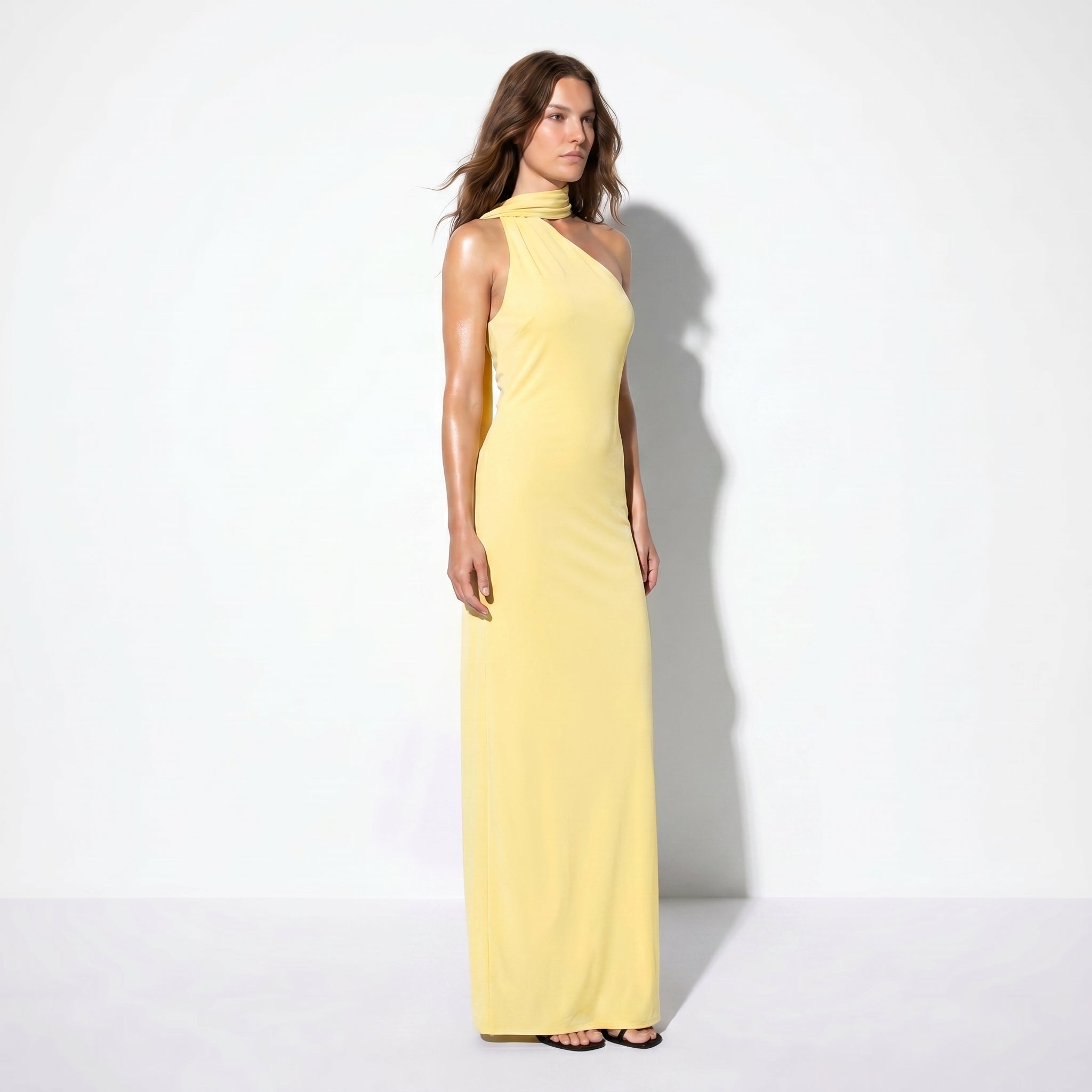 Elena - Women's Elegant Wedding Guest Backless Maxi Dress - Dress - Light Yellow - Taylor & Bennett