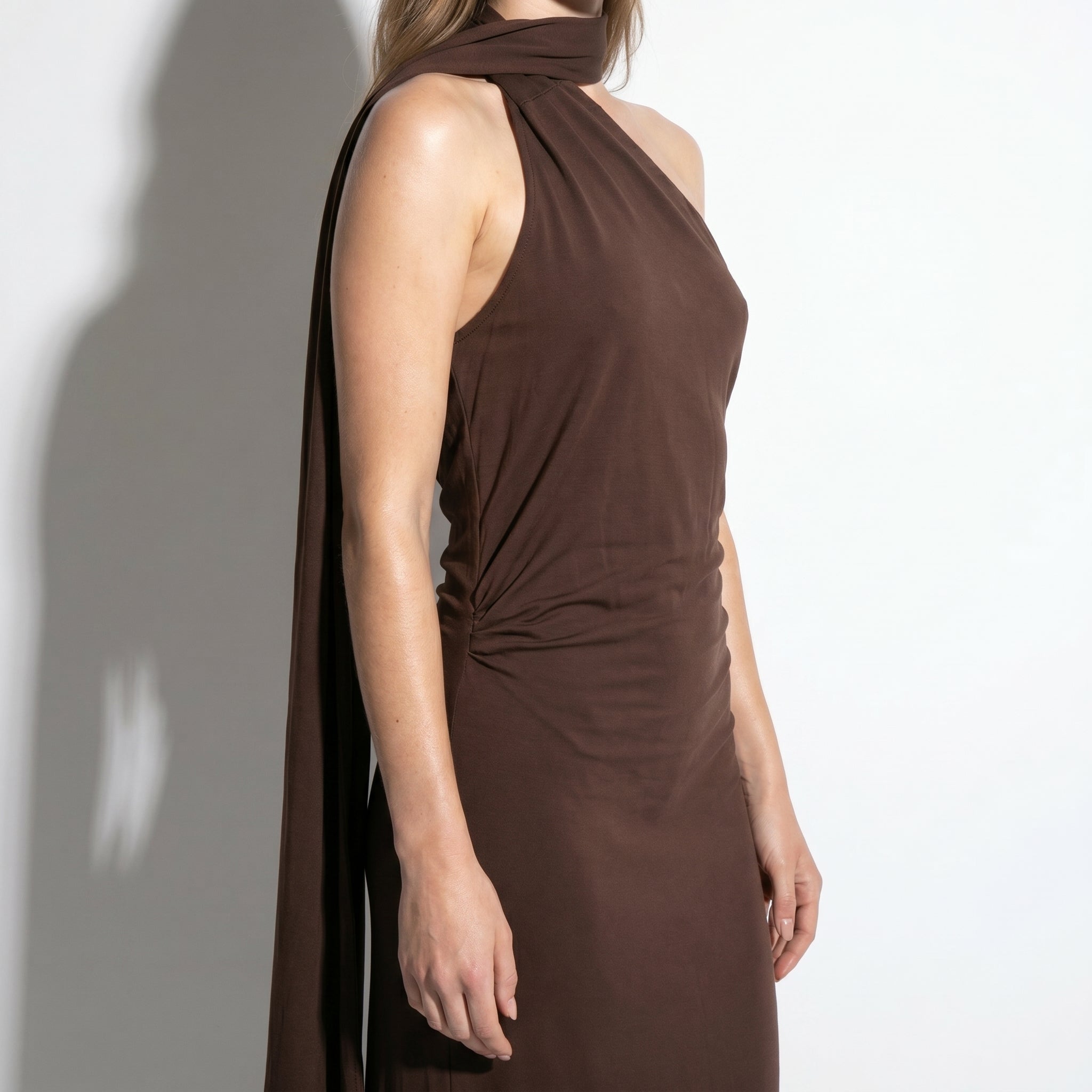 Elena - Women's Elegant Wedding Guest Backless Maxi Dress - Dress - Brown - Taylor & Bennett