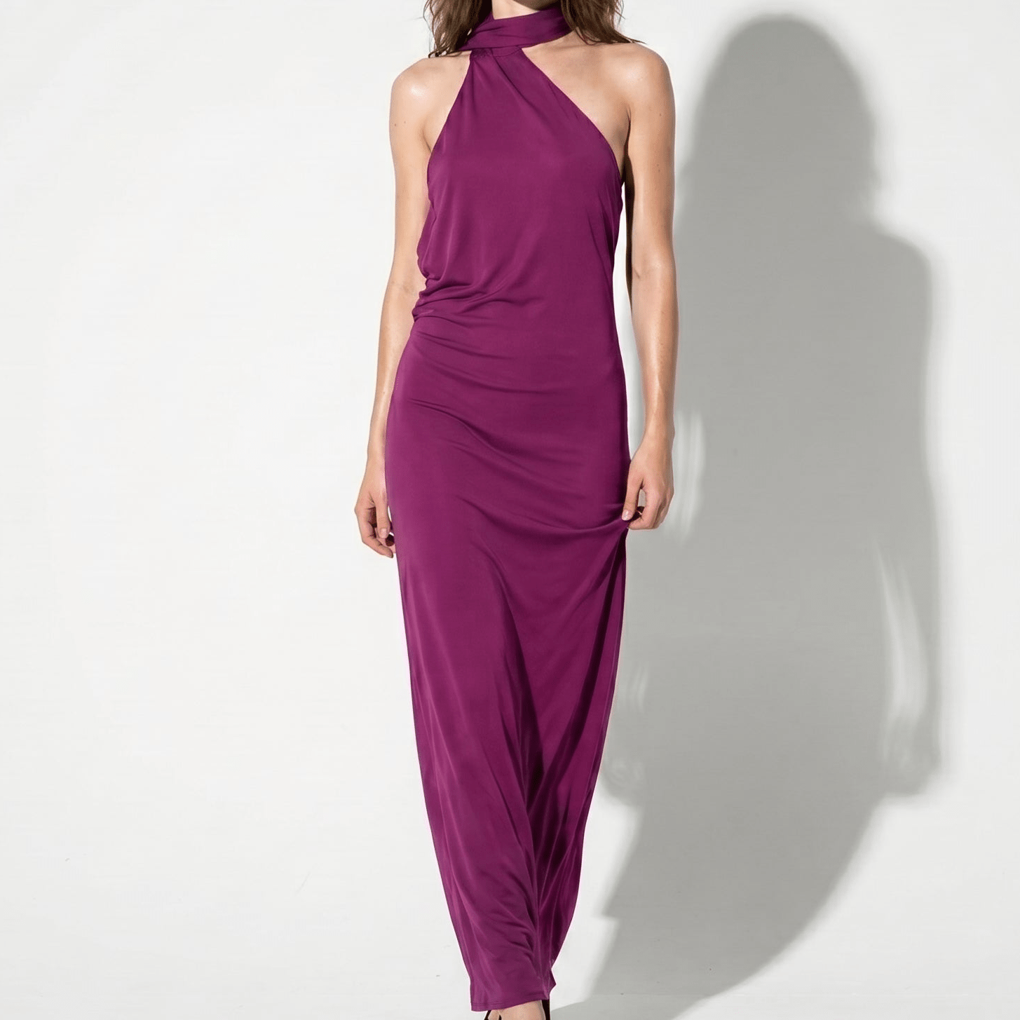 Elena - Women's Elegant Wedding Guest Backless Maxi Dress - Dress - Purple - Taylor & Bennett