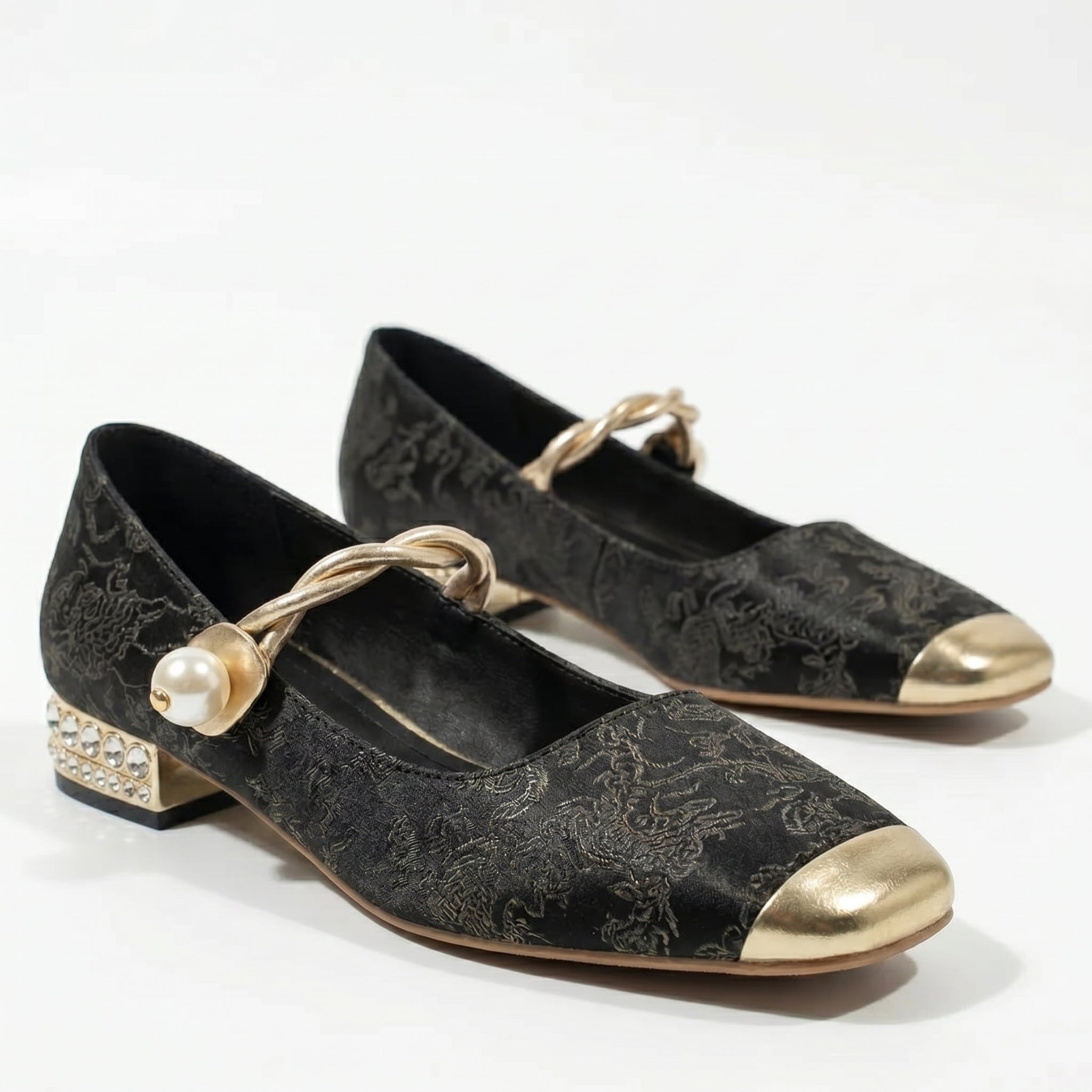 Elena - Women's Low Heel Pumps with Pearl Strap - Sandal - Green - Taylor & Bennett