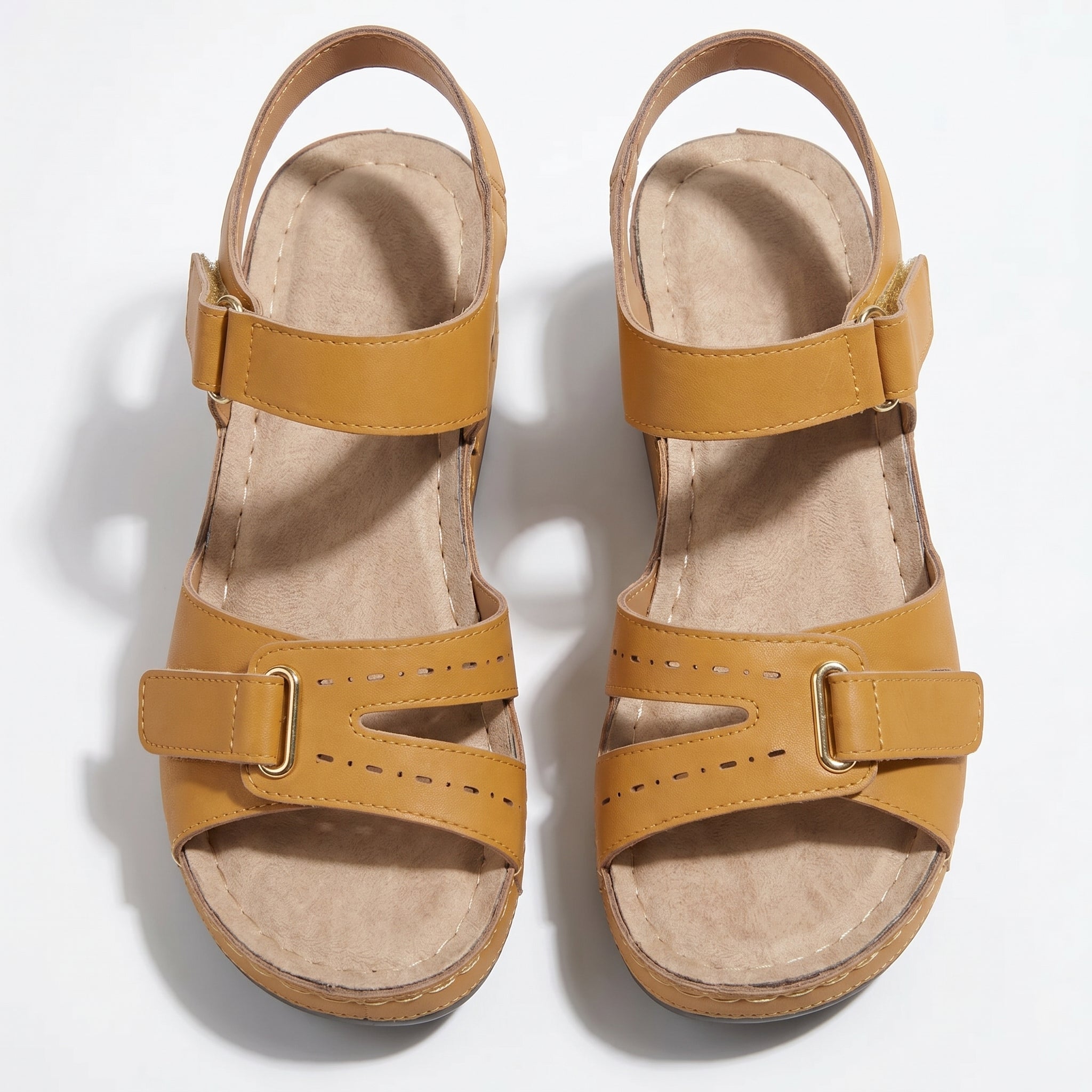 Eliza - Women's Adjustable Wedge Sandals - Sandal - Yellow - Taylor & Bennett