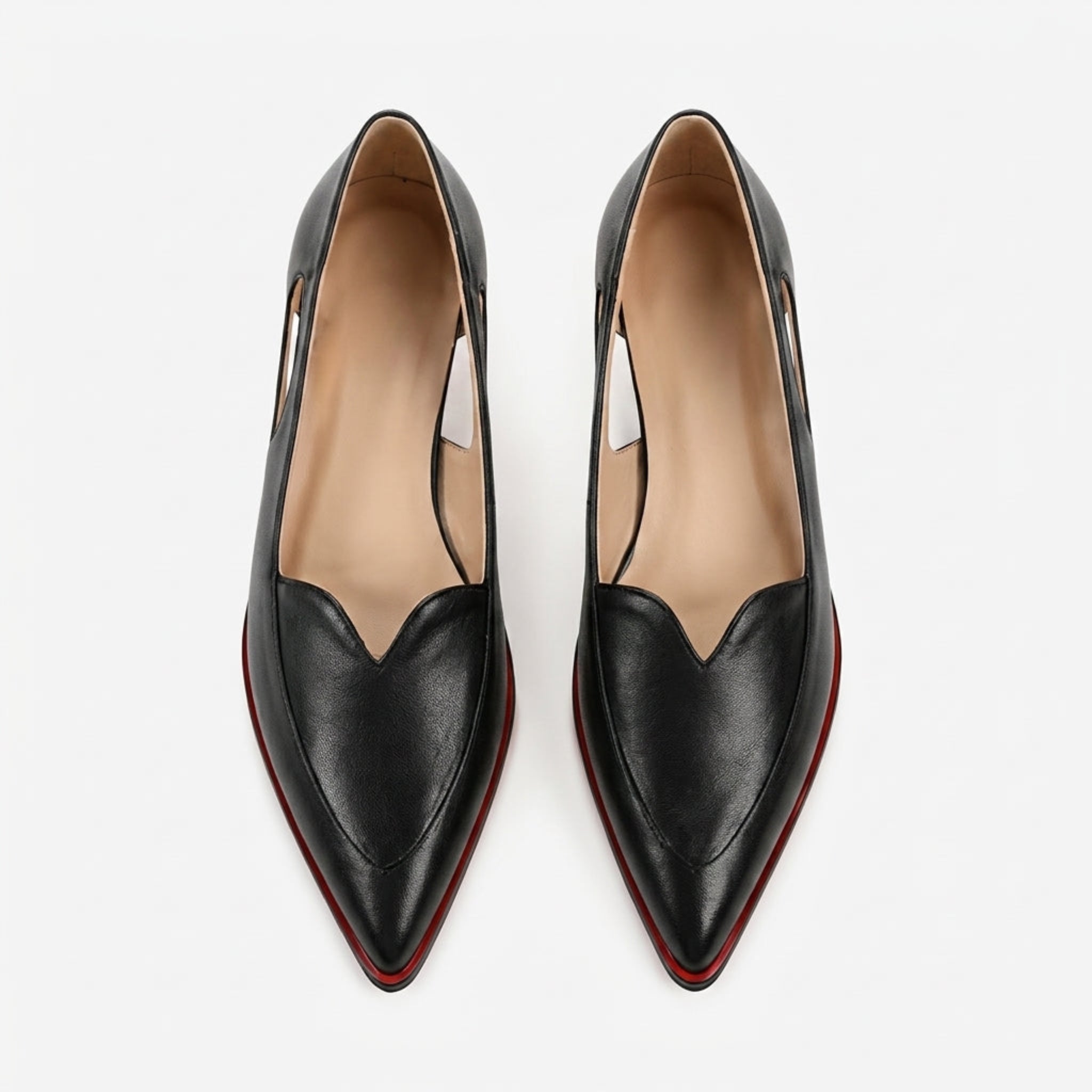 Eliza - Women's Pointed Toe Cut-Out Flats - Shoes - Black - Taylor & Bennett