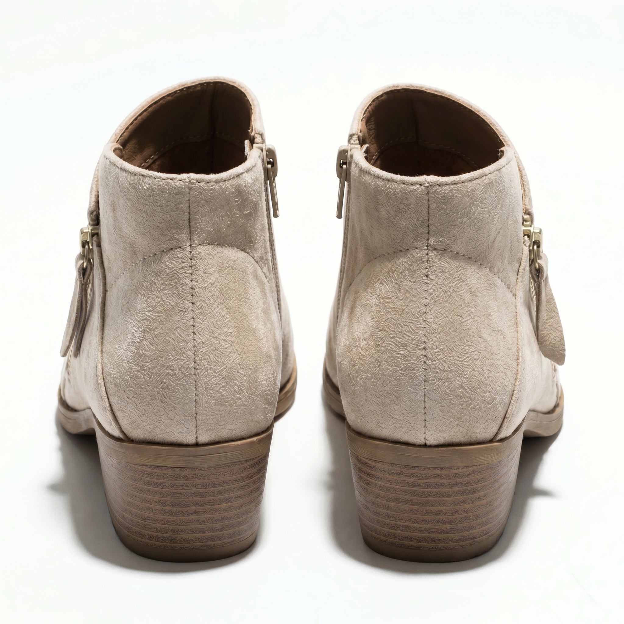 Eliza - Women's Side Zip Ankle Boots - Shoes - Beige - Taylor & Bennett