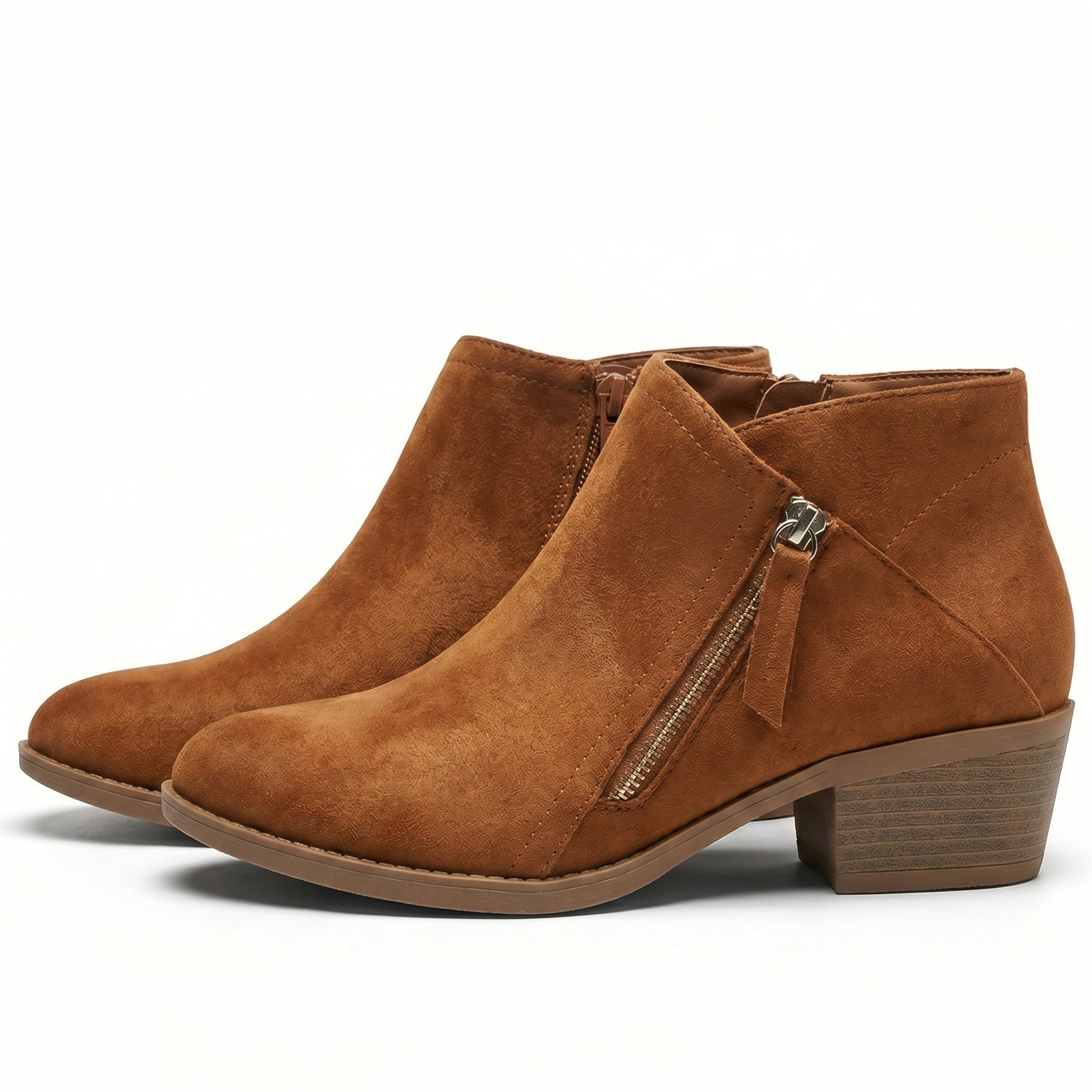 Eliza - Women's Side Zip Ankle Boots - Shoes - Orange - Taylor & Bennett