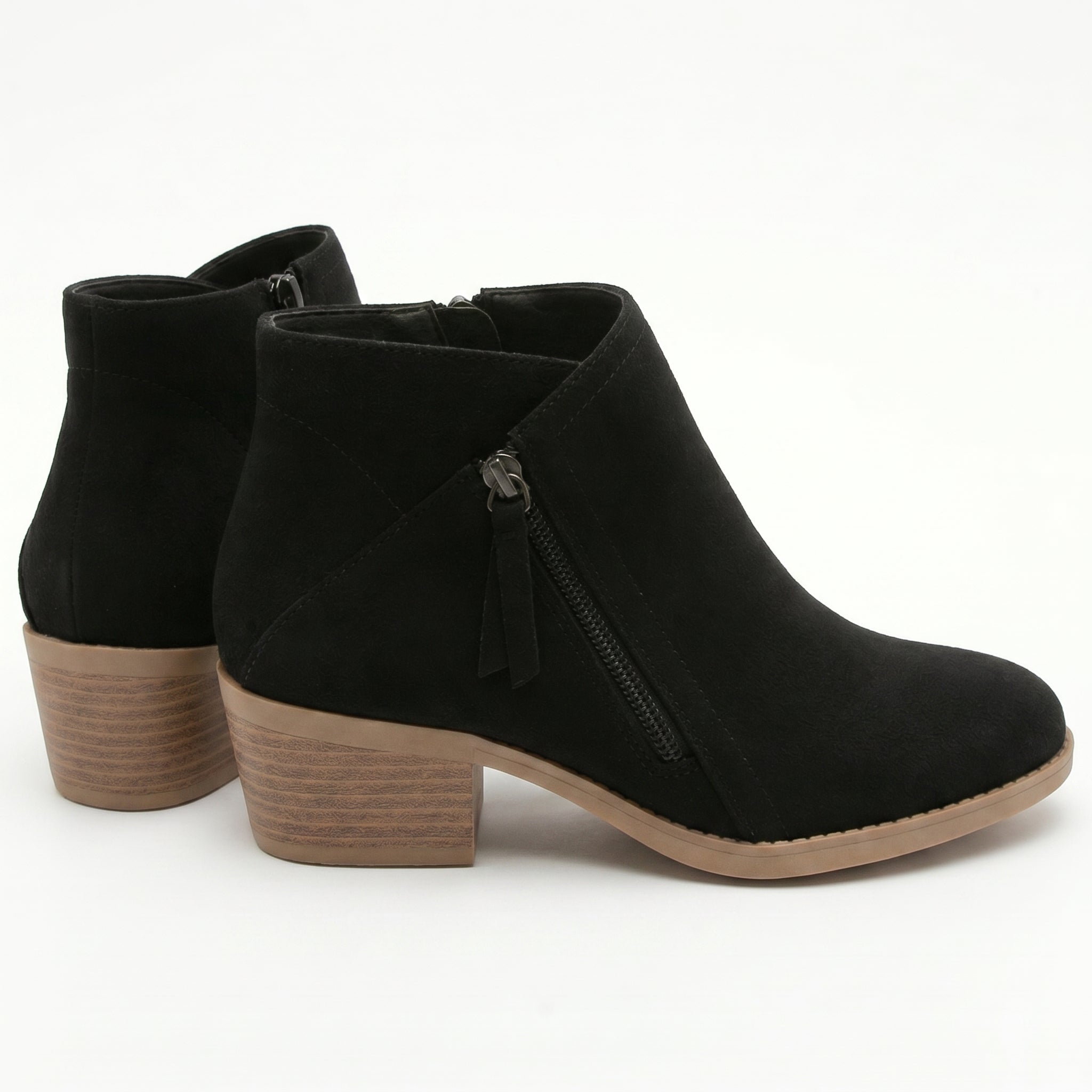 Eliza - Women's Side Zip Ankle Boots - Shoes - Black - Taylor & Bennett