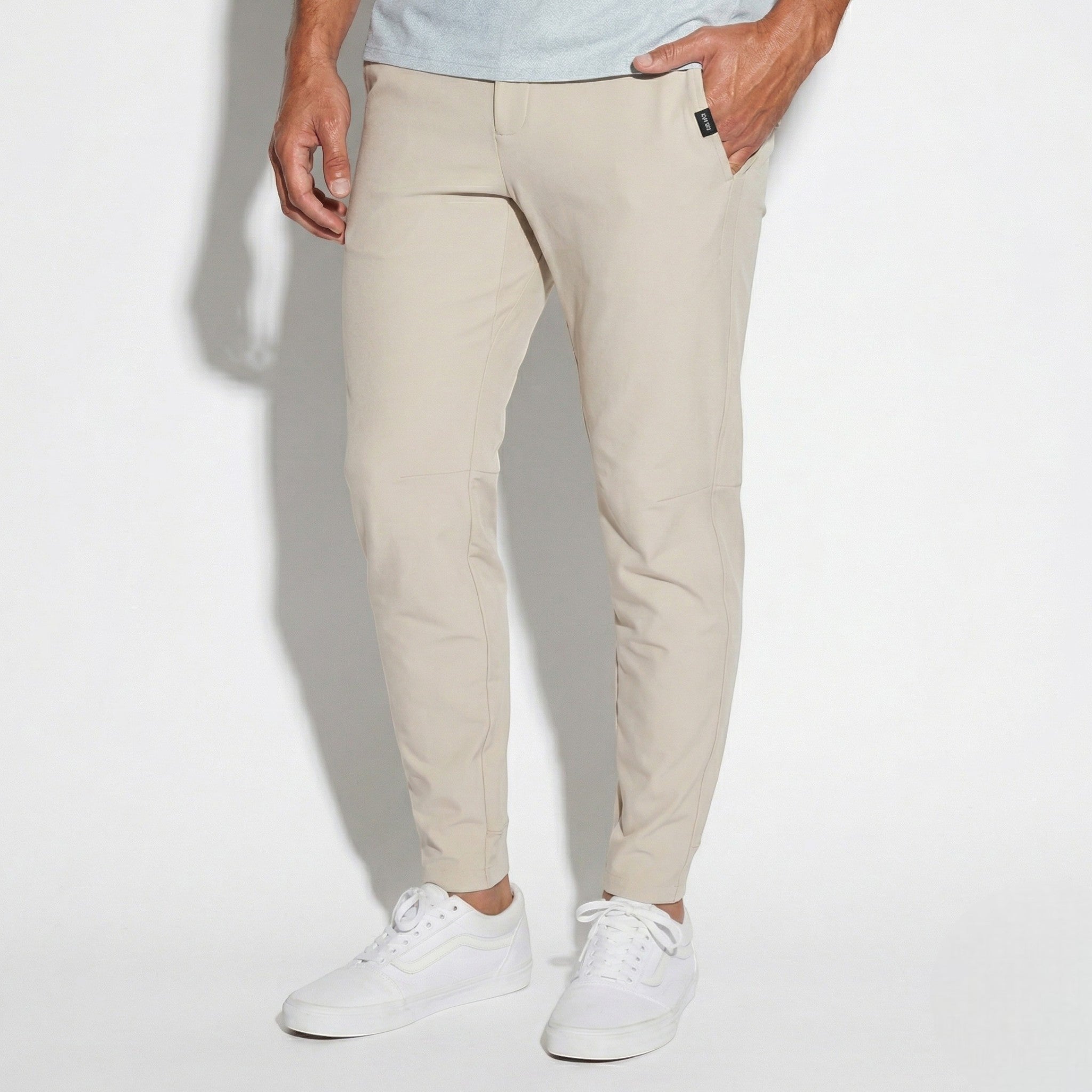 Elliot - Men's Slim Fit Stretchable Chino Trousers - Trousers - Beige - Taylor & Bennett