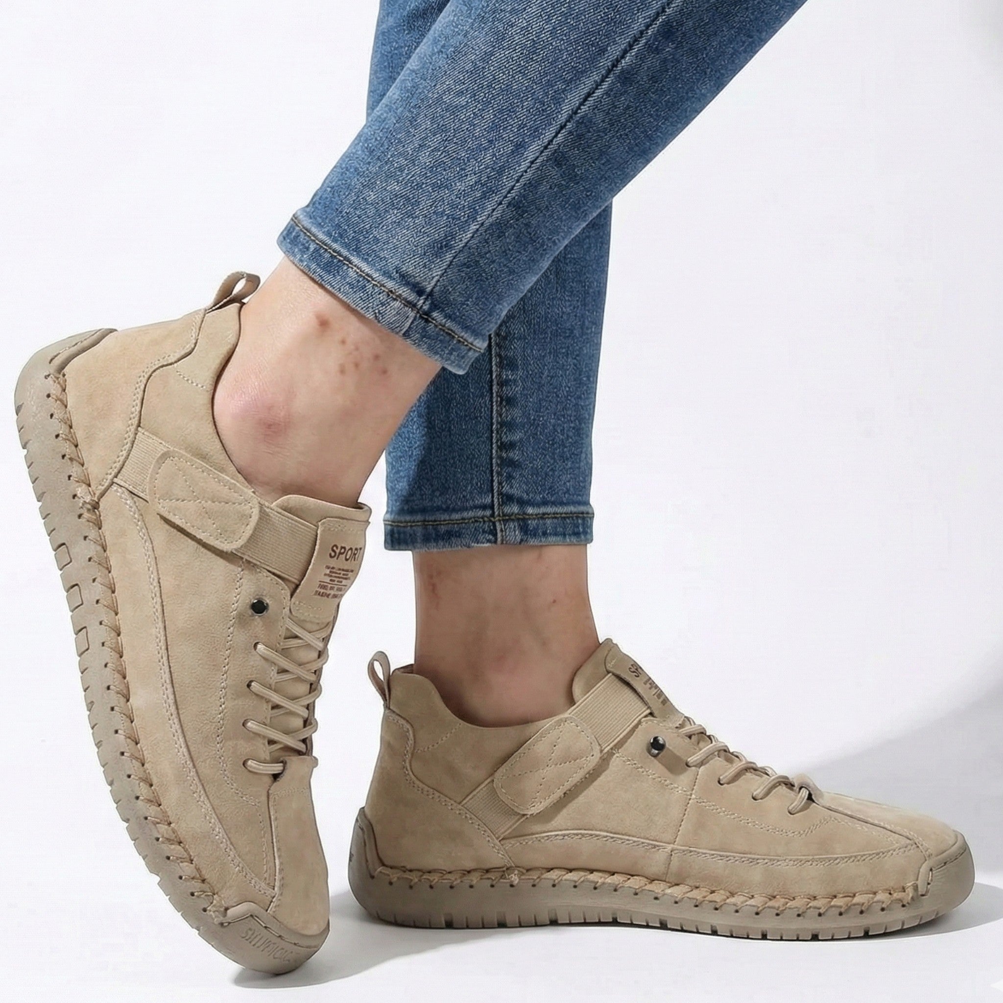 Elodie - Women's Lightweight Trainers - Shoes - Beige - Taylor & Bennett