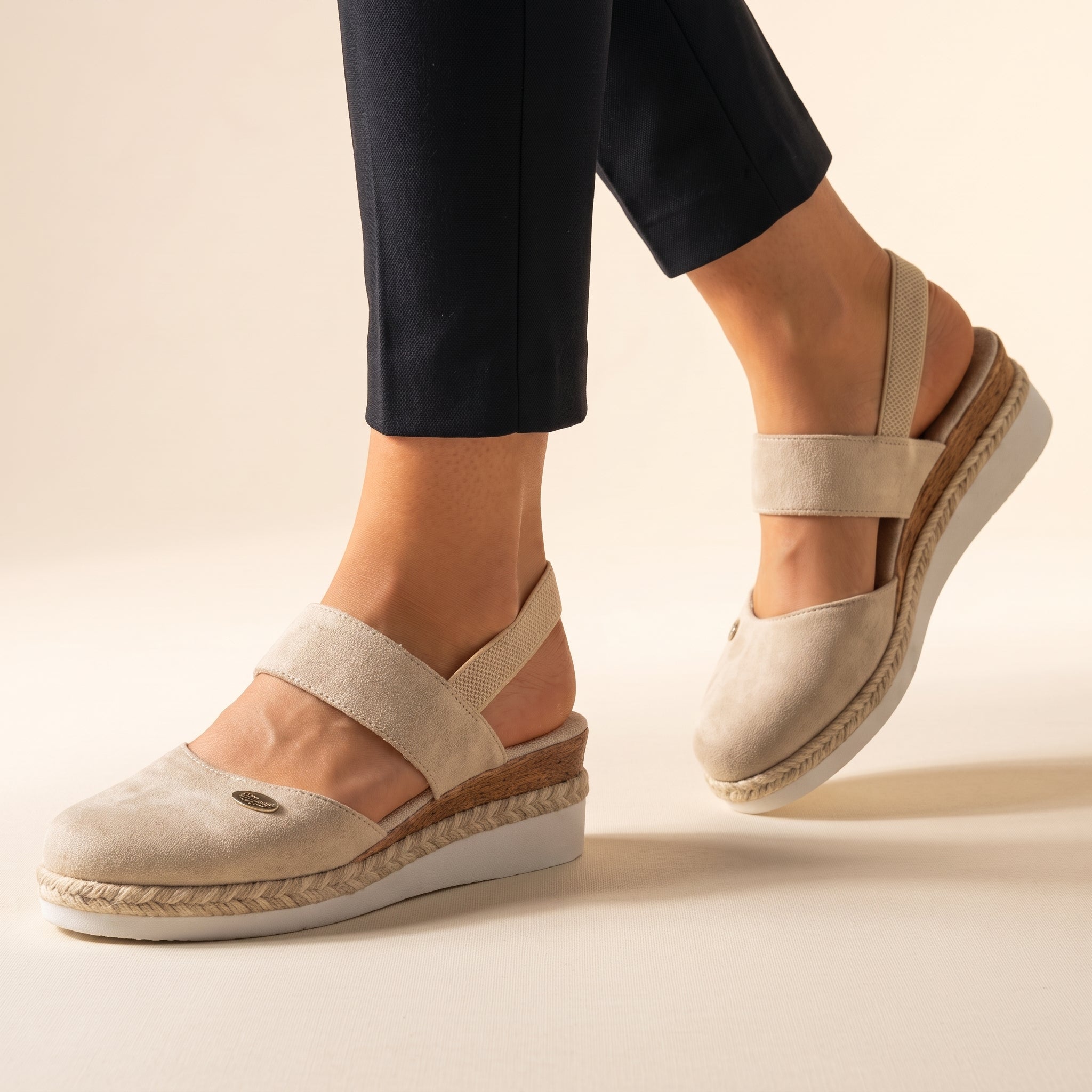 Eloise - Women's Espadrille Wedge Slingback Sandals - Sandals - Beige - Taylor & Bennett