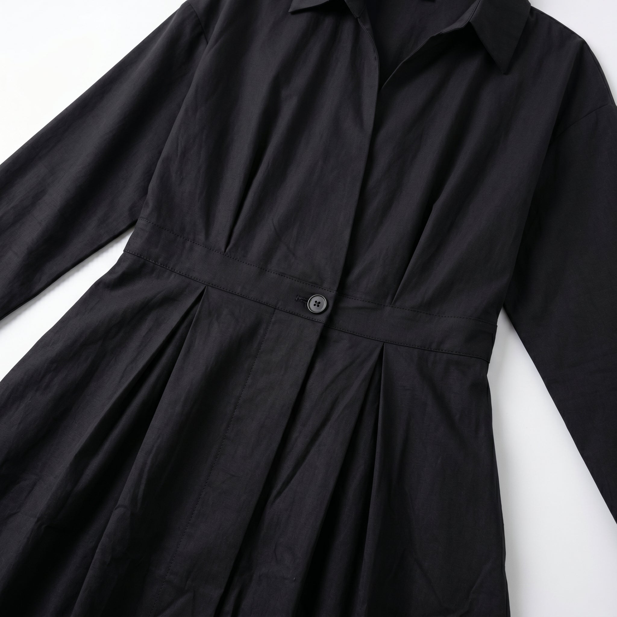 Emily - Women's Evening  Long Sleeve Pleated Midi Dress - Dresses - Black - Taylor & Bennett