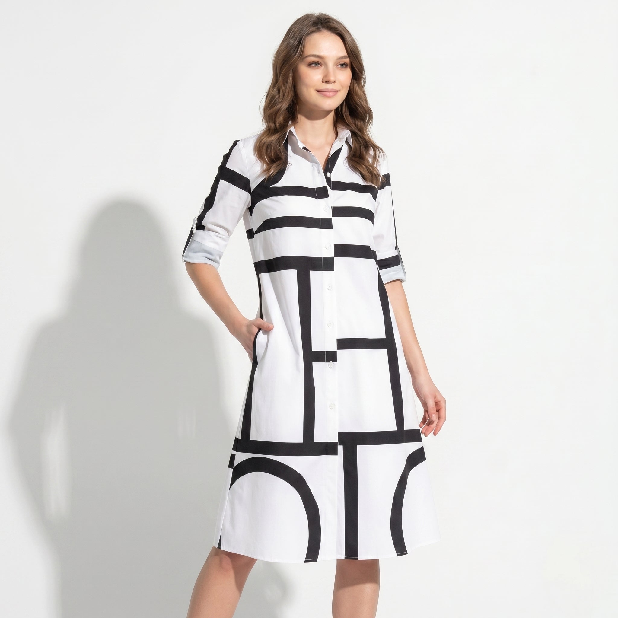 Emily - Women's Quarter Sleeve Mini Dress - Dress - Black - Taylor & Bennett