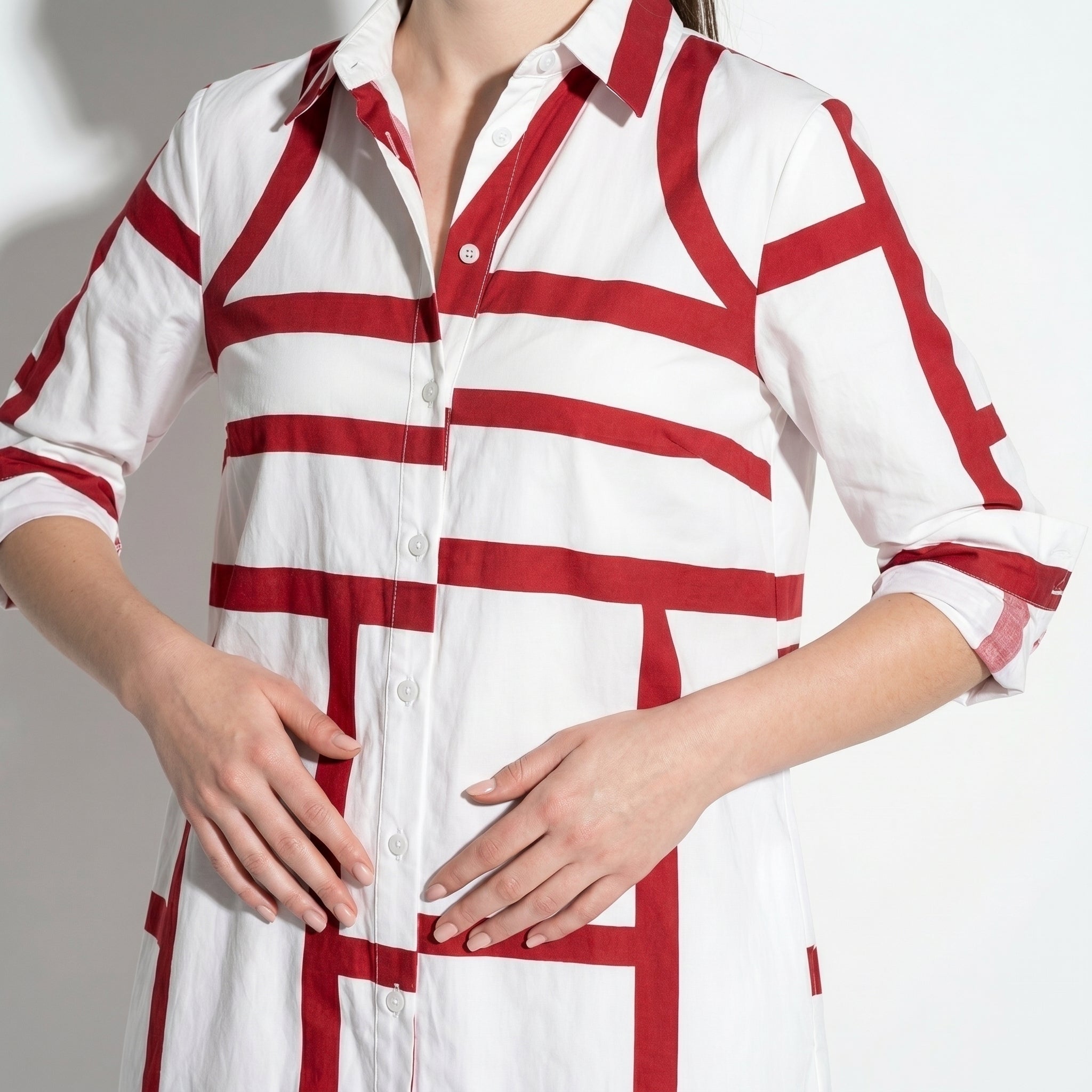 Emily - Women's Quarter Sleeve Mini Dress - Dress - Red - Taylor & Bennett